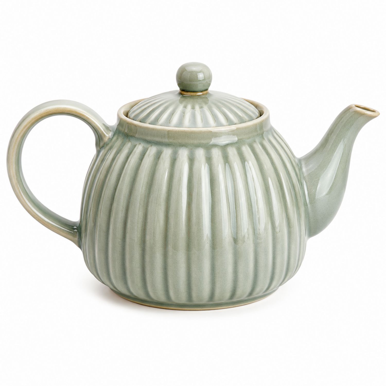 Teiera in Ceramica Verde 1200ml Elegantemente Costolata-Valnitor