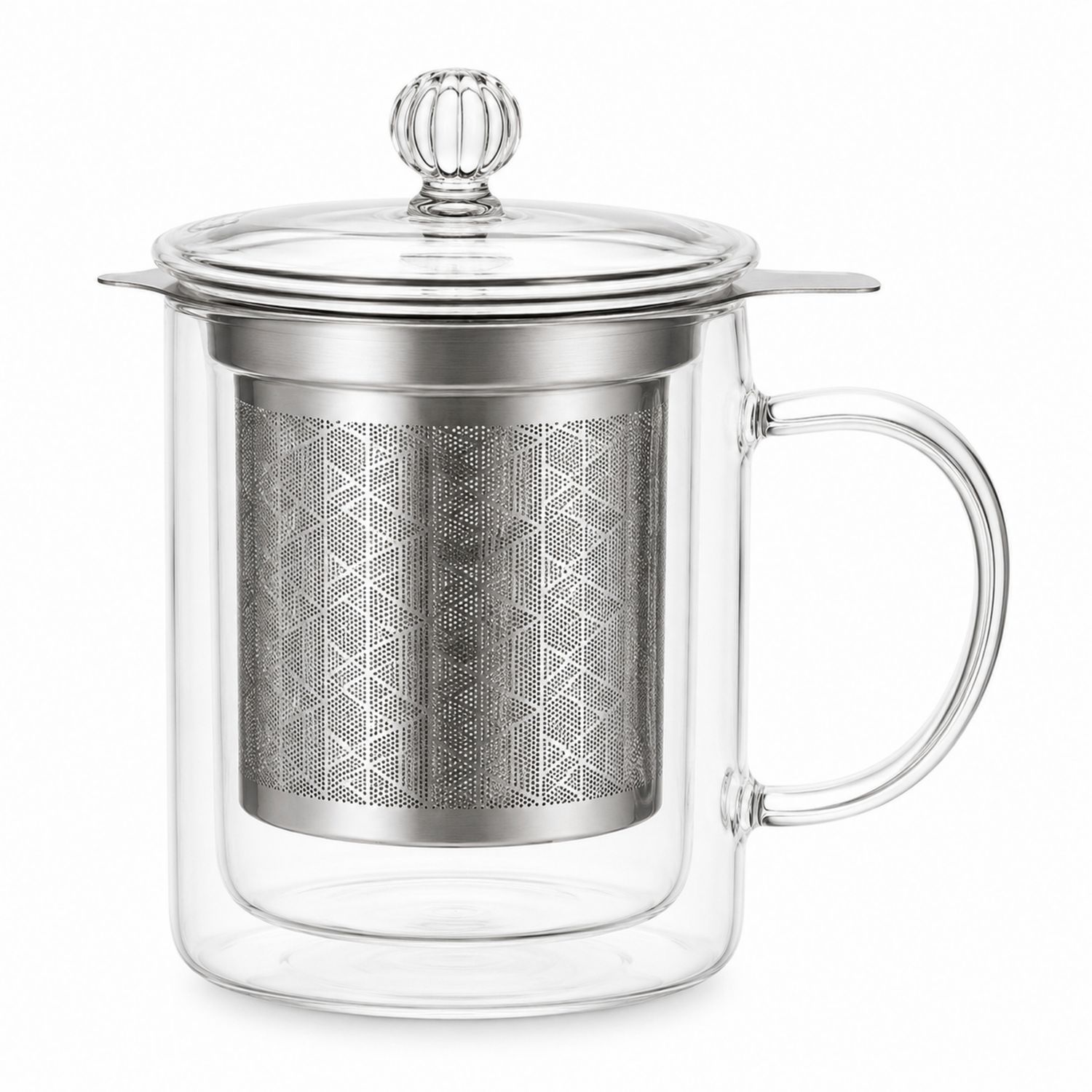 Tazza in vetro trasparente con filtro in acciaio inox - 350ml-Valnitor