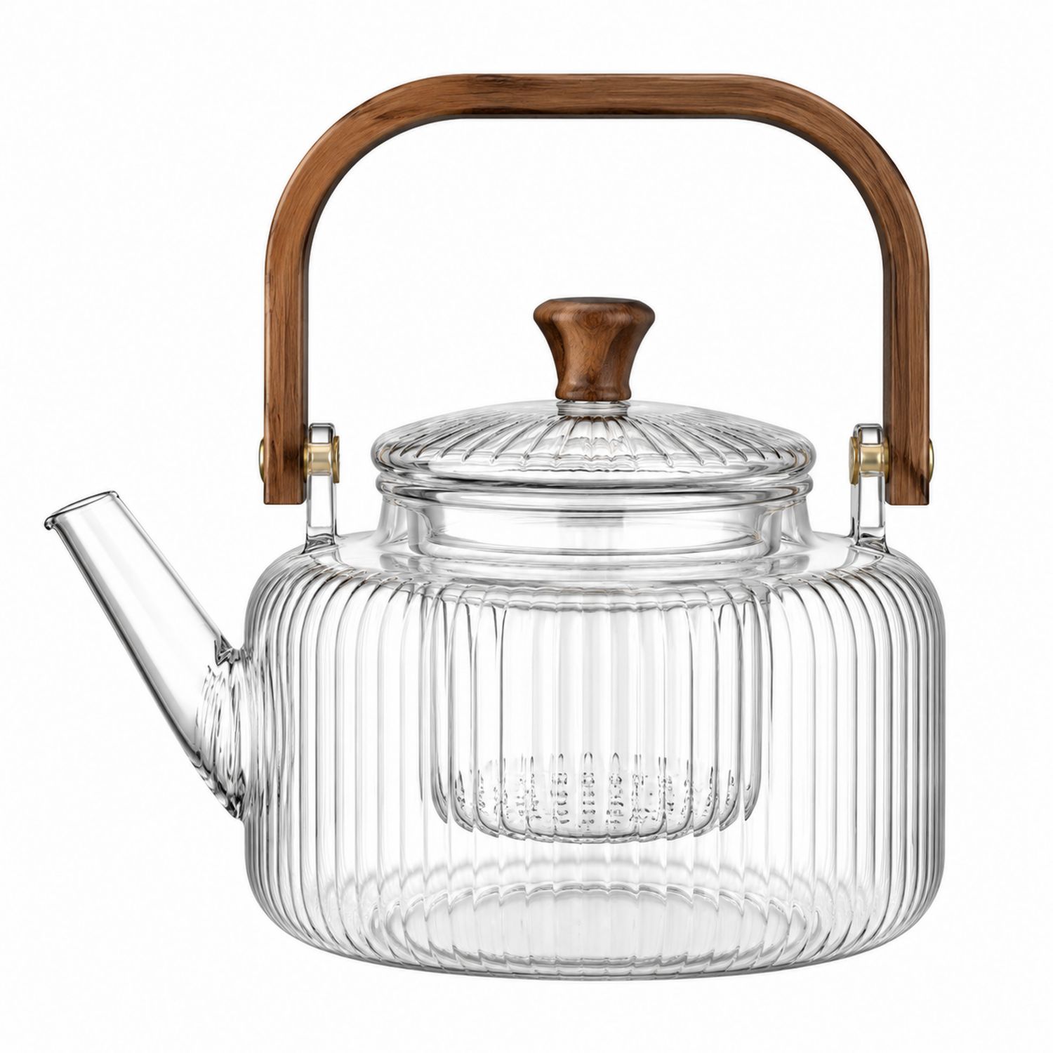 Teiera in vetro trasparente con manico in legno 750ml-Valnitor