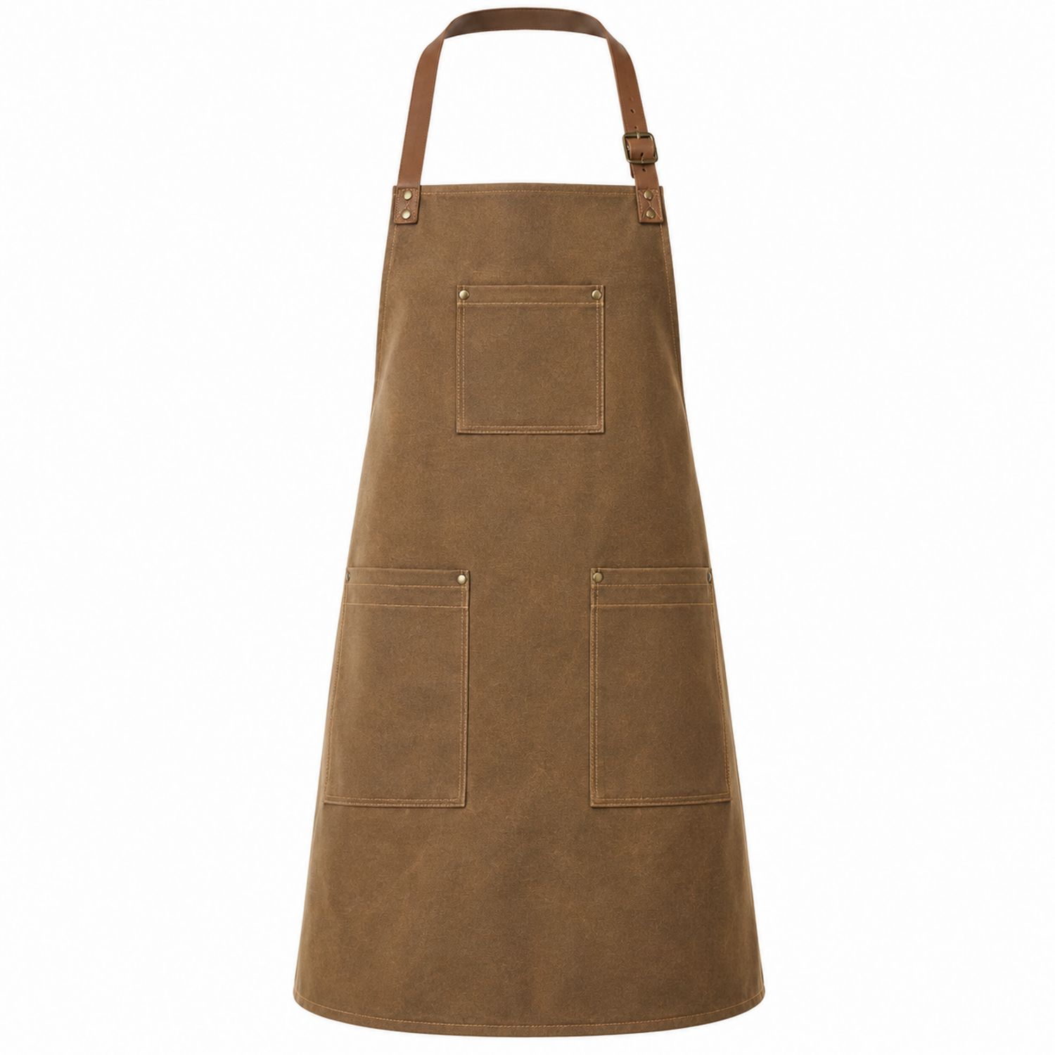 Grembiule da Cucina Marrone con Tasche e Cinghia Regolabile