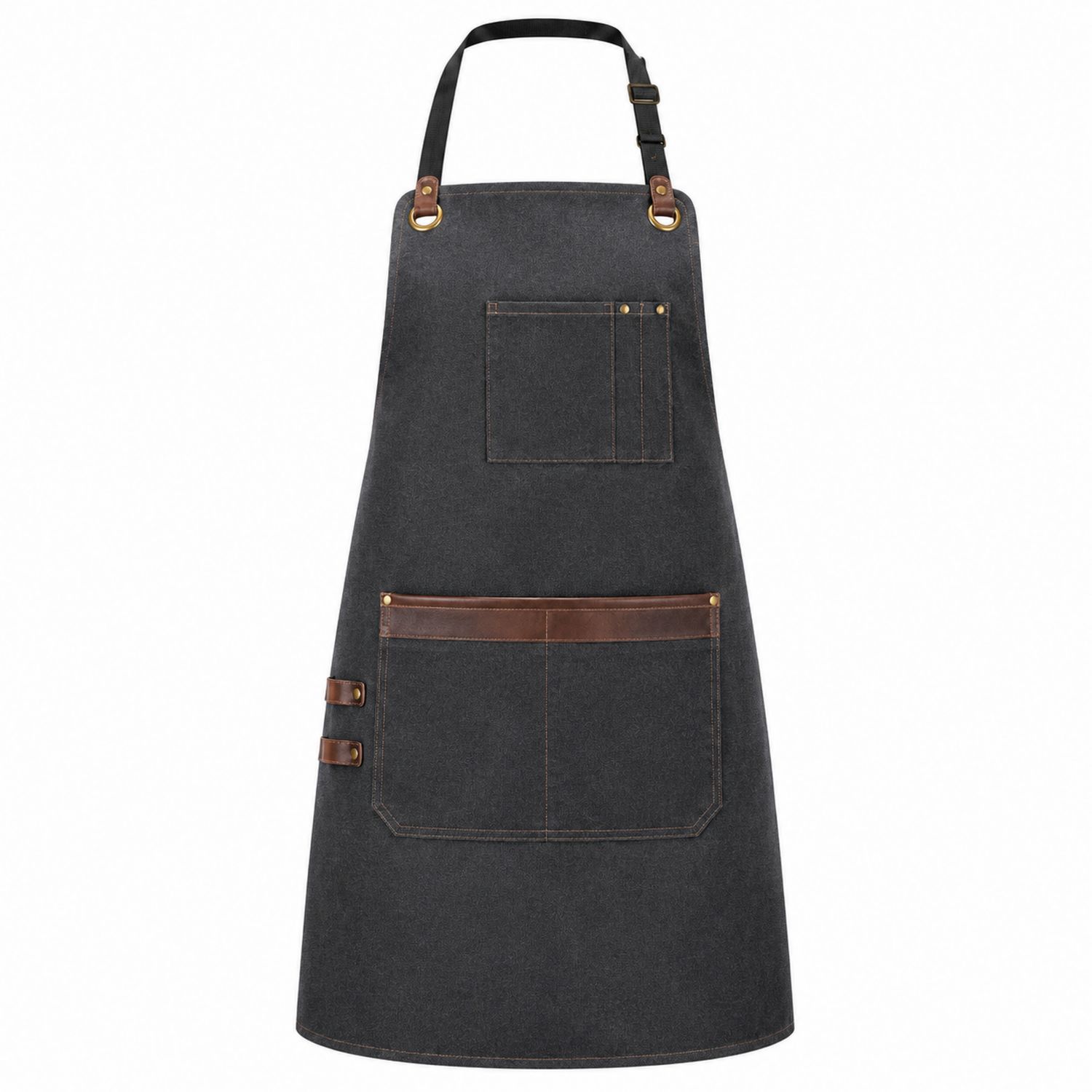 Grembiule Cucina in Tela Regolabile con Tasche Grigio Scuro