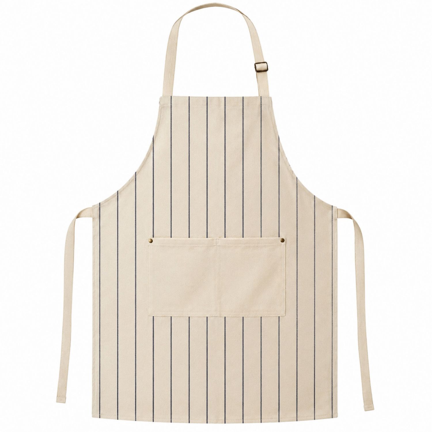 Grembiule da Cucina Beige a Righe con Tasca