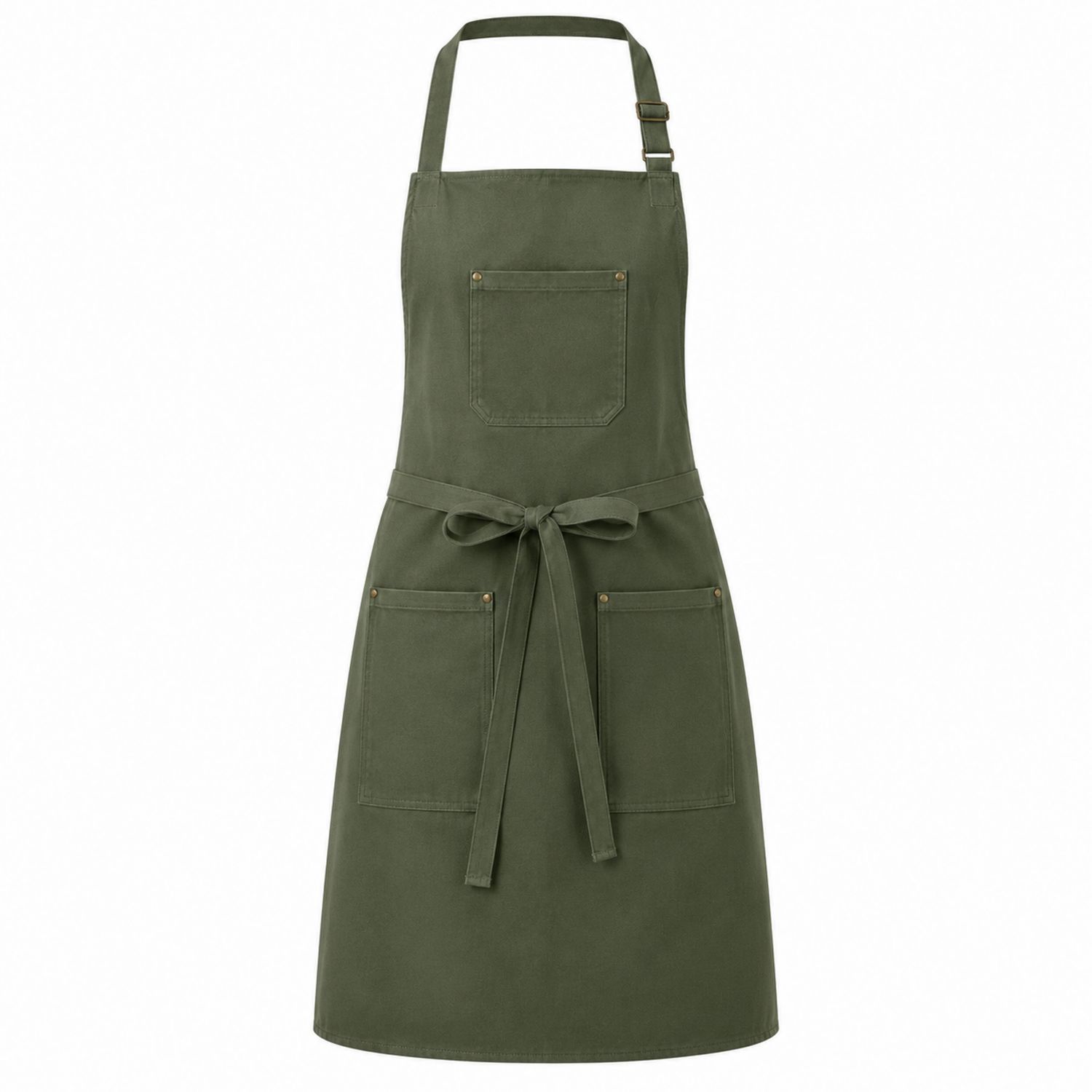 Grembiule da Cucina Regolabile con Tasche Verde Oliva