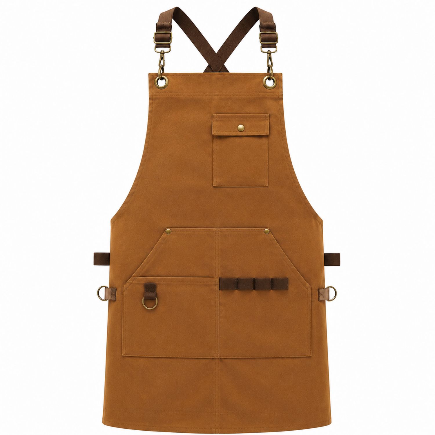 Grembiule da Lavoro Regolabile Marrone con Tasche Multiple