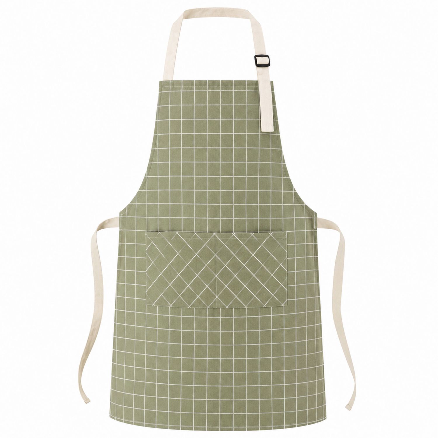 Grembiule Cucina Verde a Quadri con Tasca