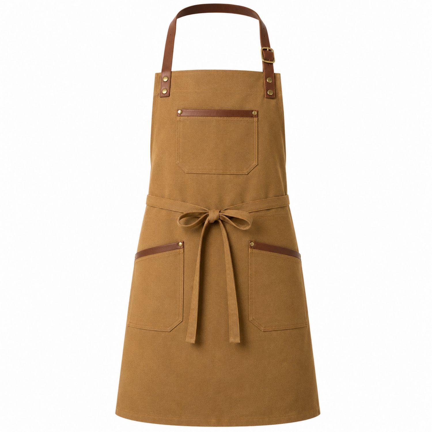 Grembiule da Cucina Marrone con Tasche Regolabili