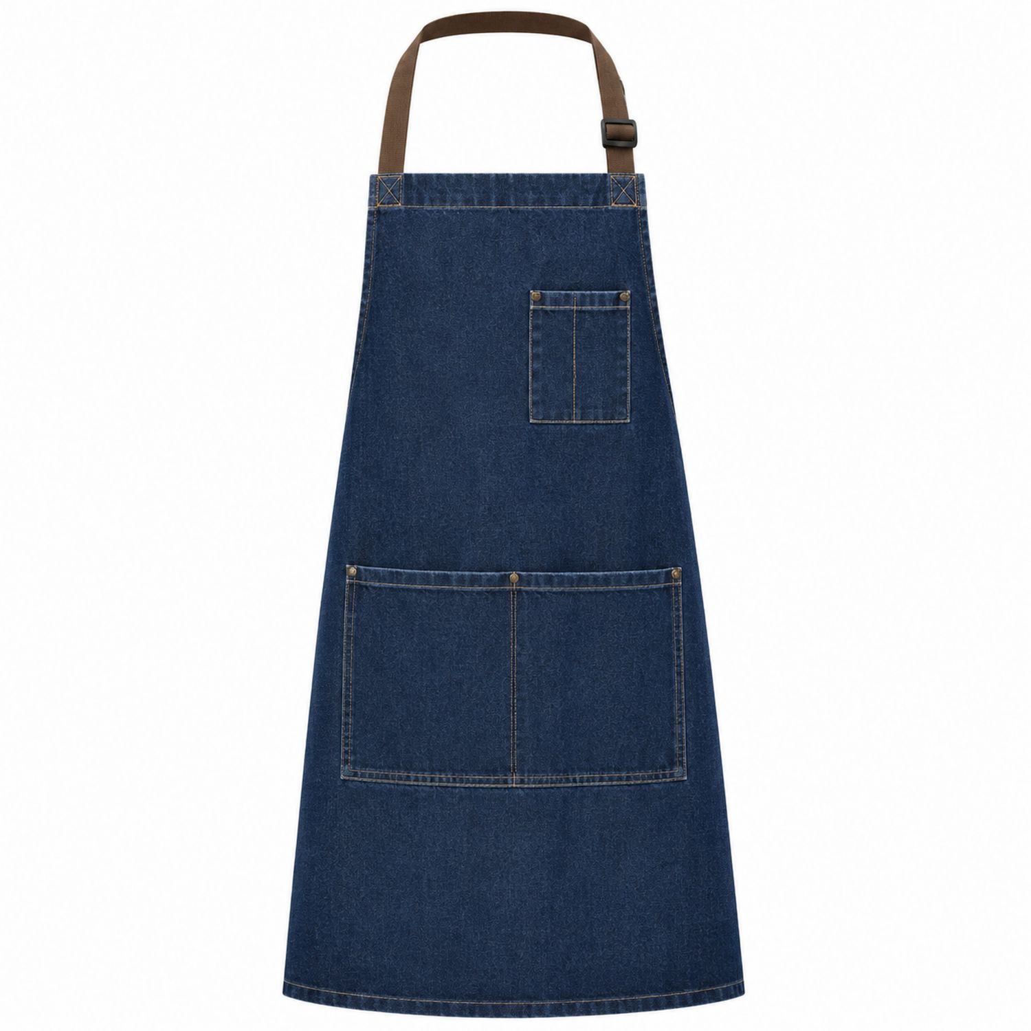 Grembiule in Denim Blu con Tasche Multiple