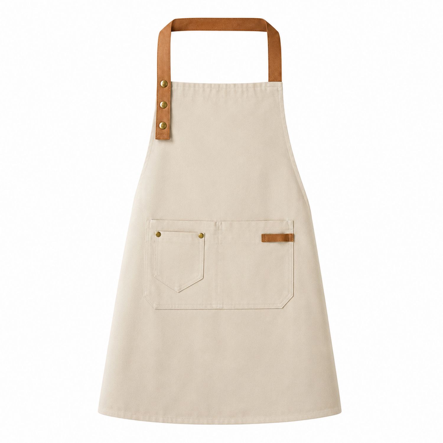 Grembiule da Cucina Unisex con Tasche in Tela Color Sabbia