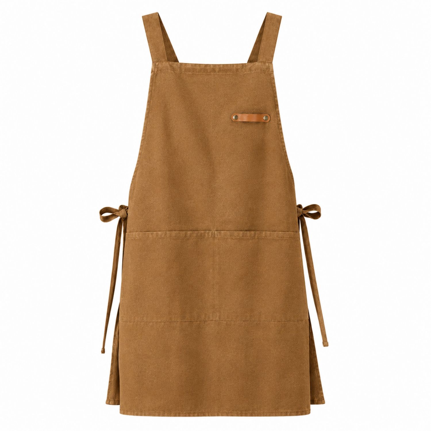 Grembiule da Cucina Marrone con Tasche e Lacci Regolabili