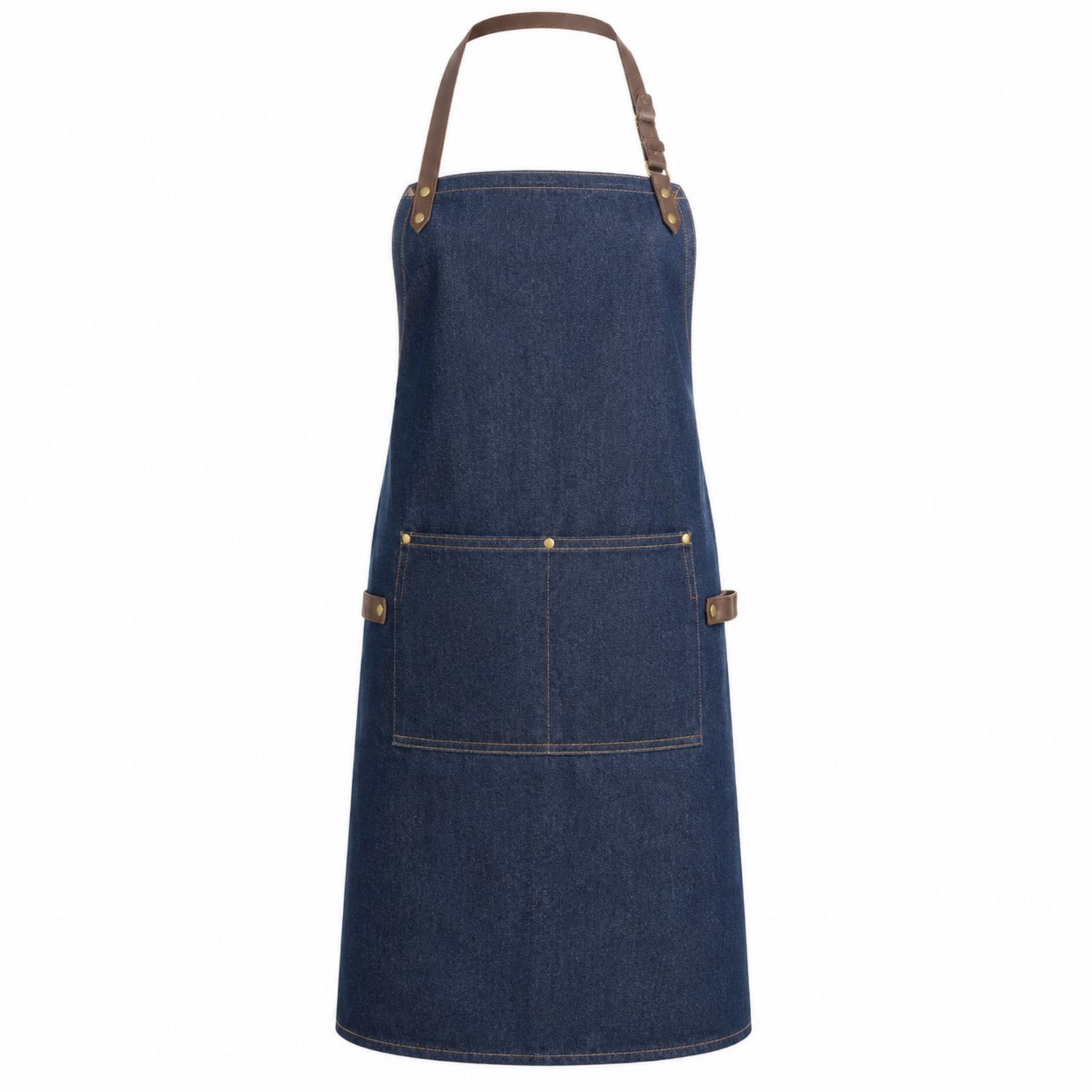 Grembiule da Cucina in Denim Blu con Tasche
