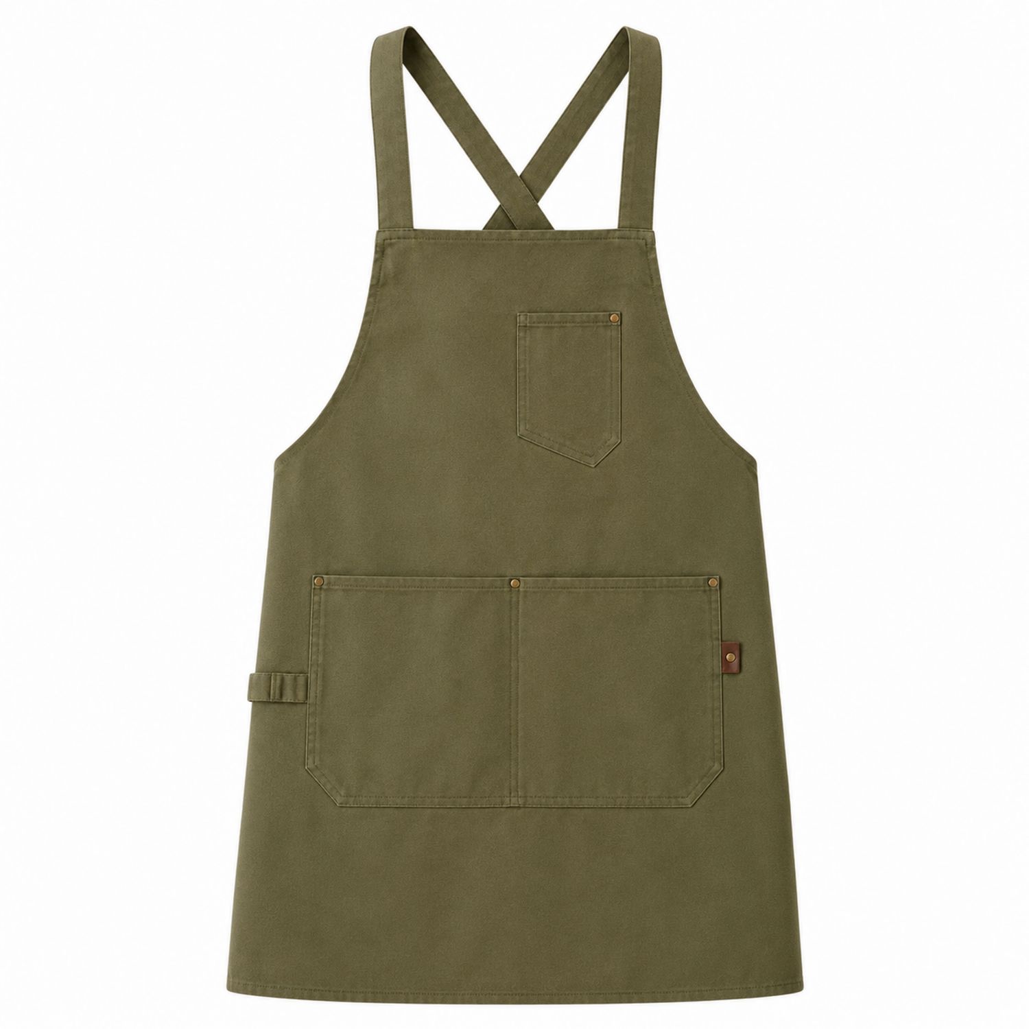 Grembiule Verde con Bretelle Incrociate e Tasche