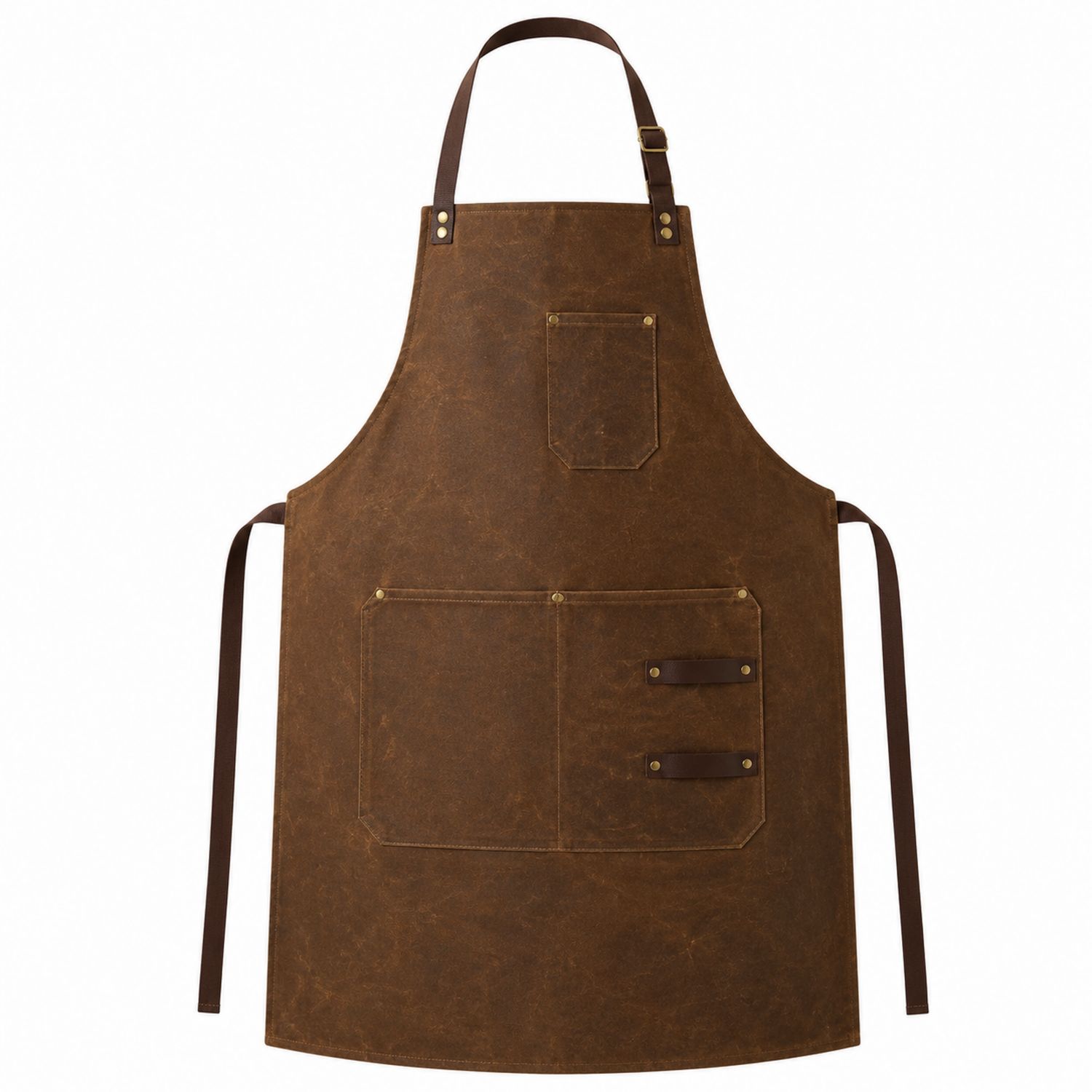 Grembiule da Cucina Marrone con Tasche e Cinturini Regolabili