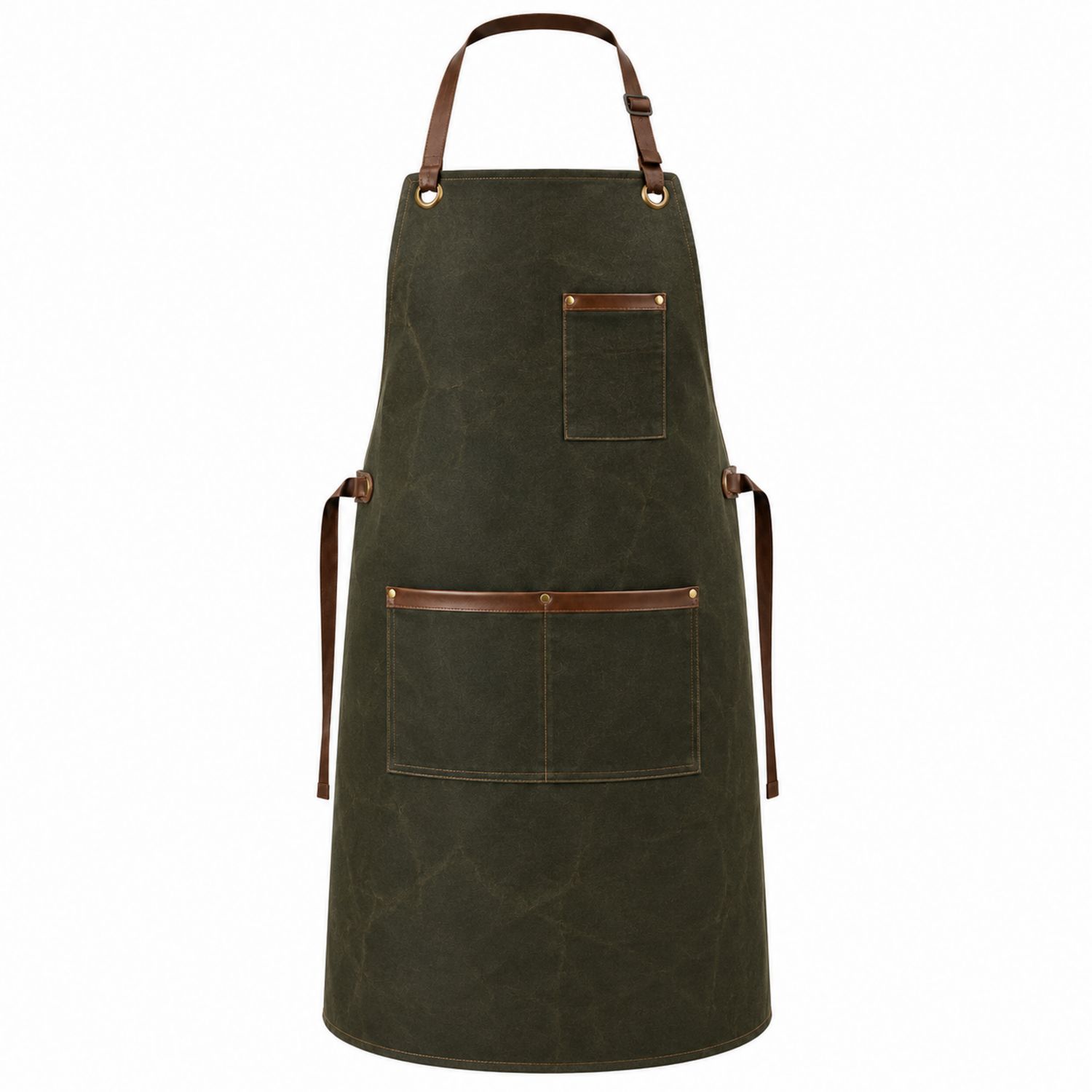 Grembiule da Cucina Verde Cachi con Tasche Regolabile