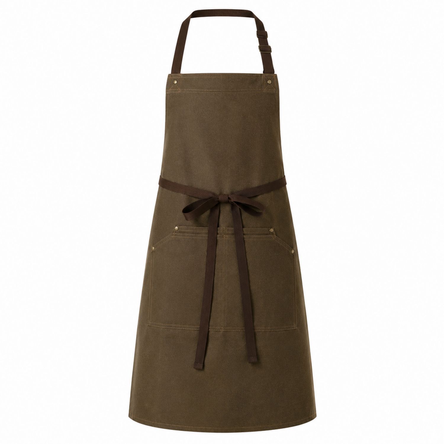 Grembiule da Cucina Marrone con Tasche Anteriori Regolabili