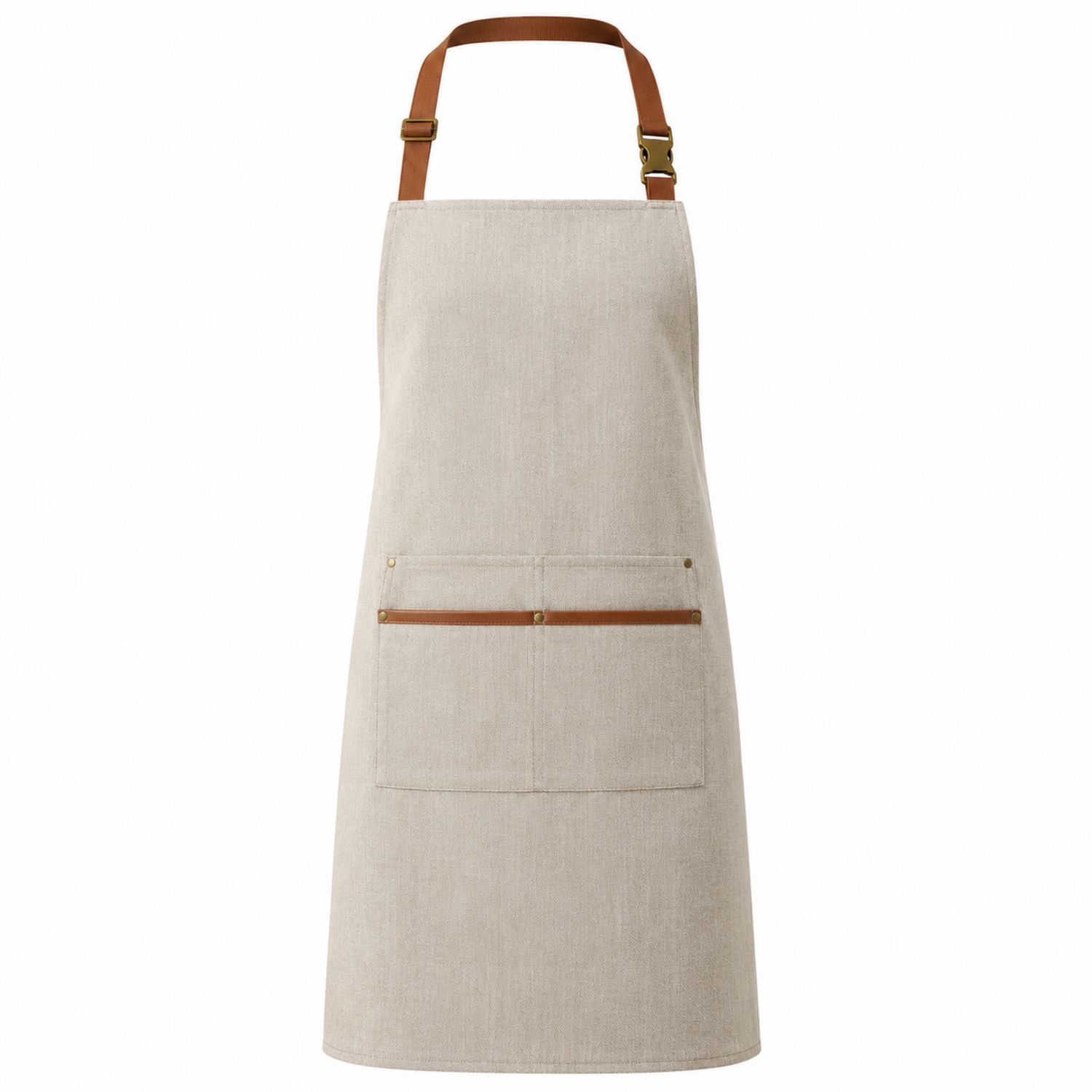 Grembiule da Cucina Beige Naturale con Tasche Regolabili