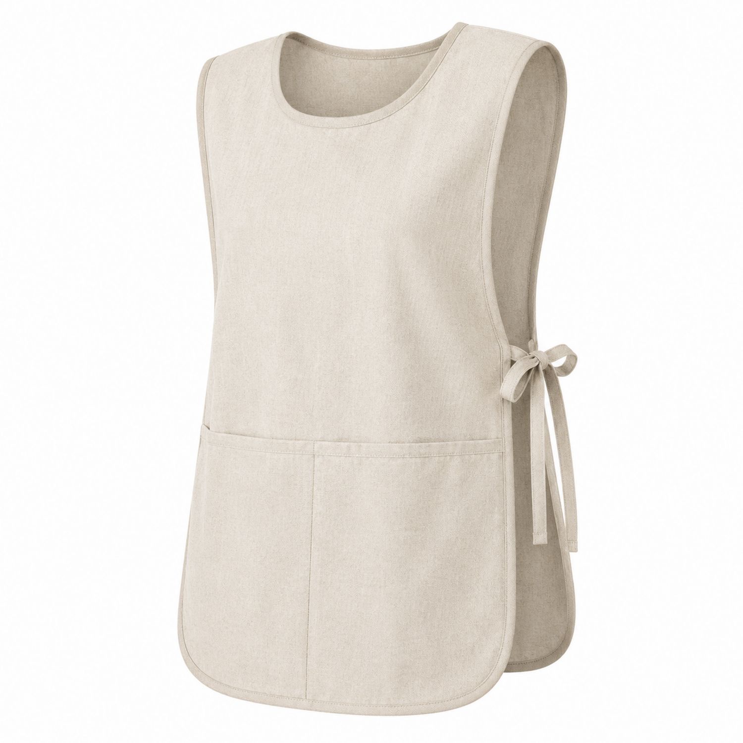 Grembiule Beige con Tasche e Chiusura a Lacci
