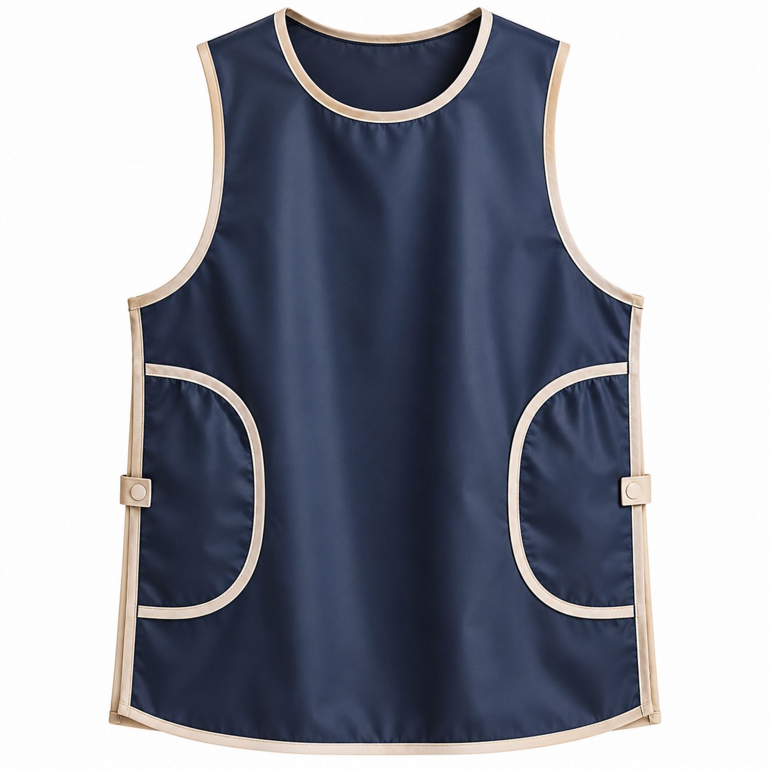 Grembiule senza maniche blu con tasche regolabili