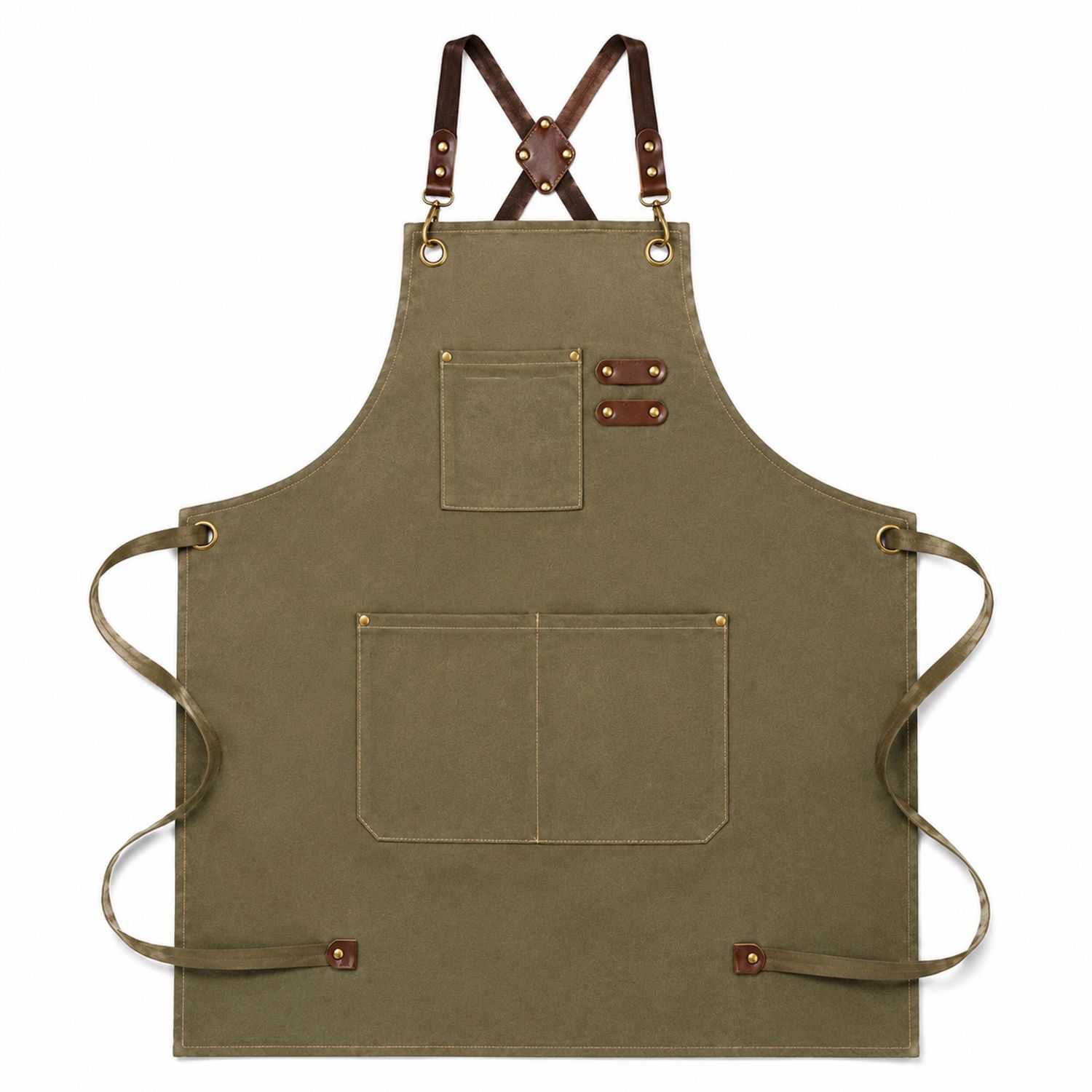 Grembiule da Cucina Resistente Verde con Tasche Multiple