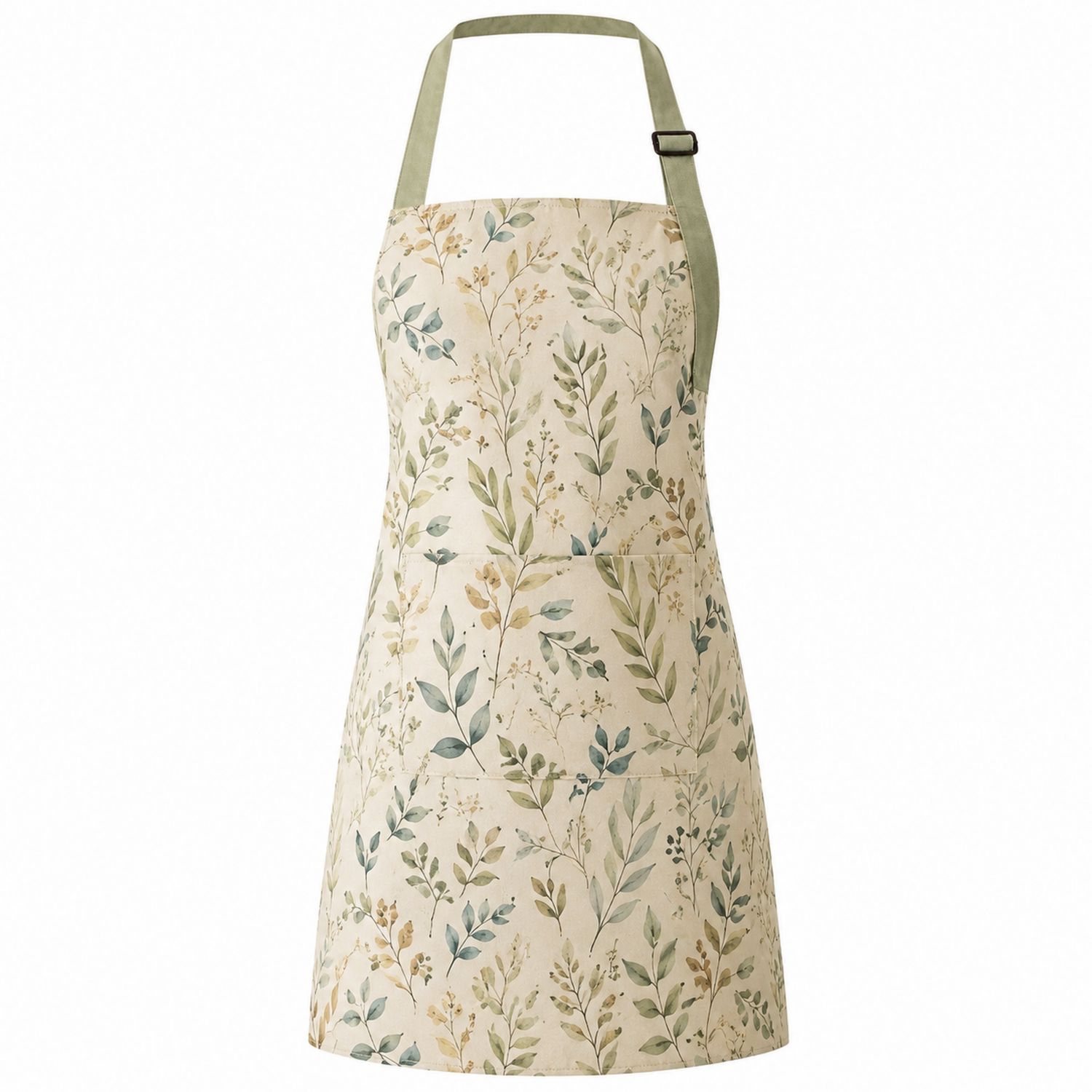 Grembiule da Cucina con Motivo Floreale Beige e Verde