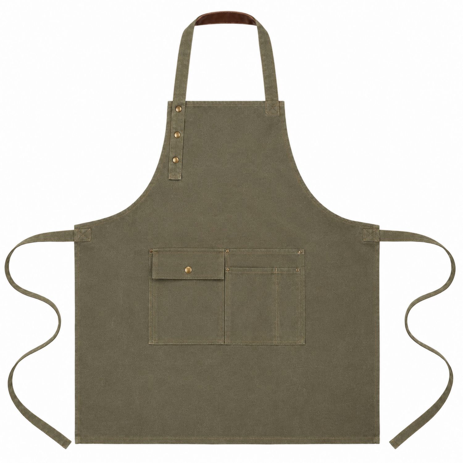 Grembiule da Cucina Verde con Tasche Regolabili