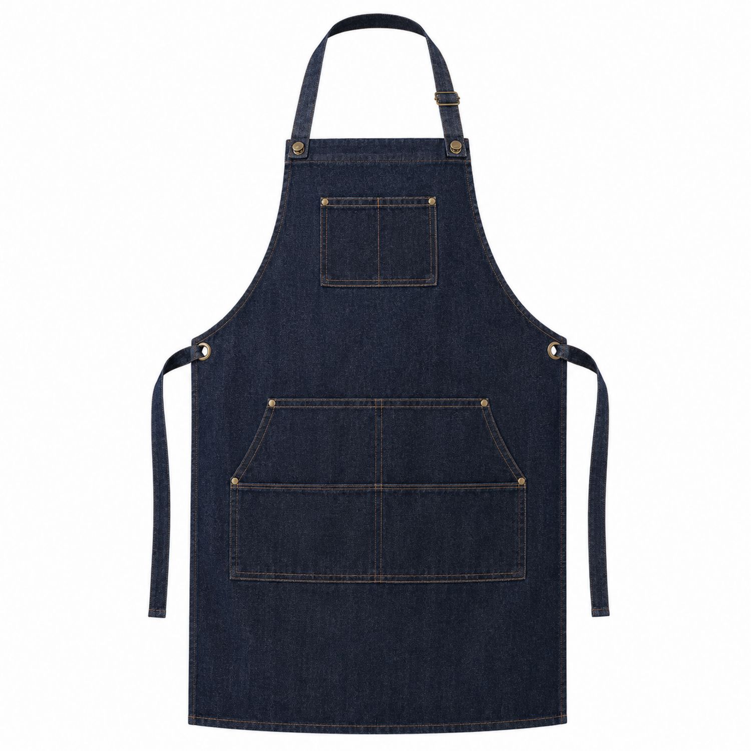Grembiule di Jeans Blu Scuro con Tasche Regolabile