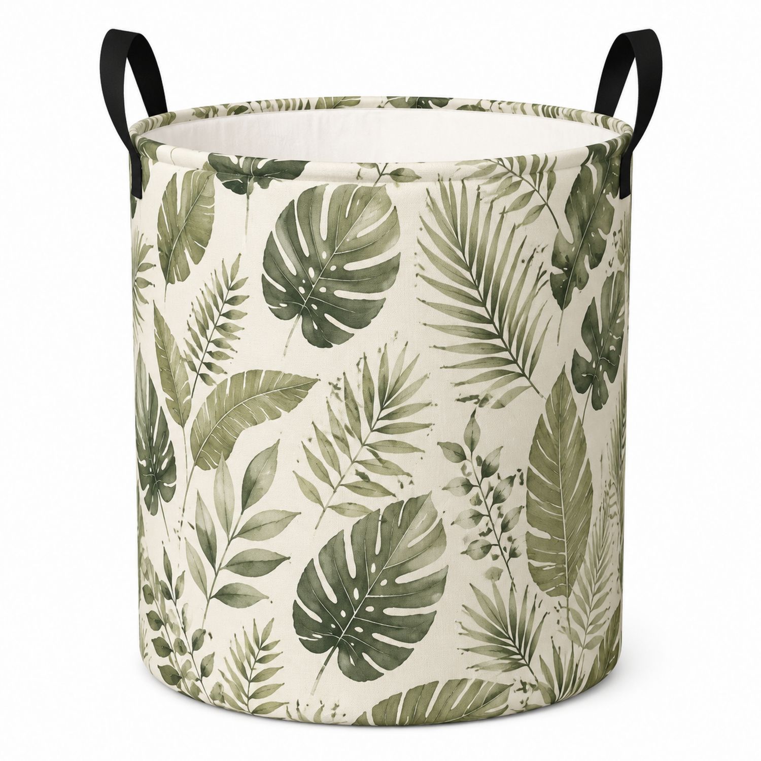 Cesto portabiancheria pieghevole a foglie verdi 40L-lunavioliving