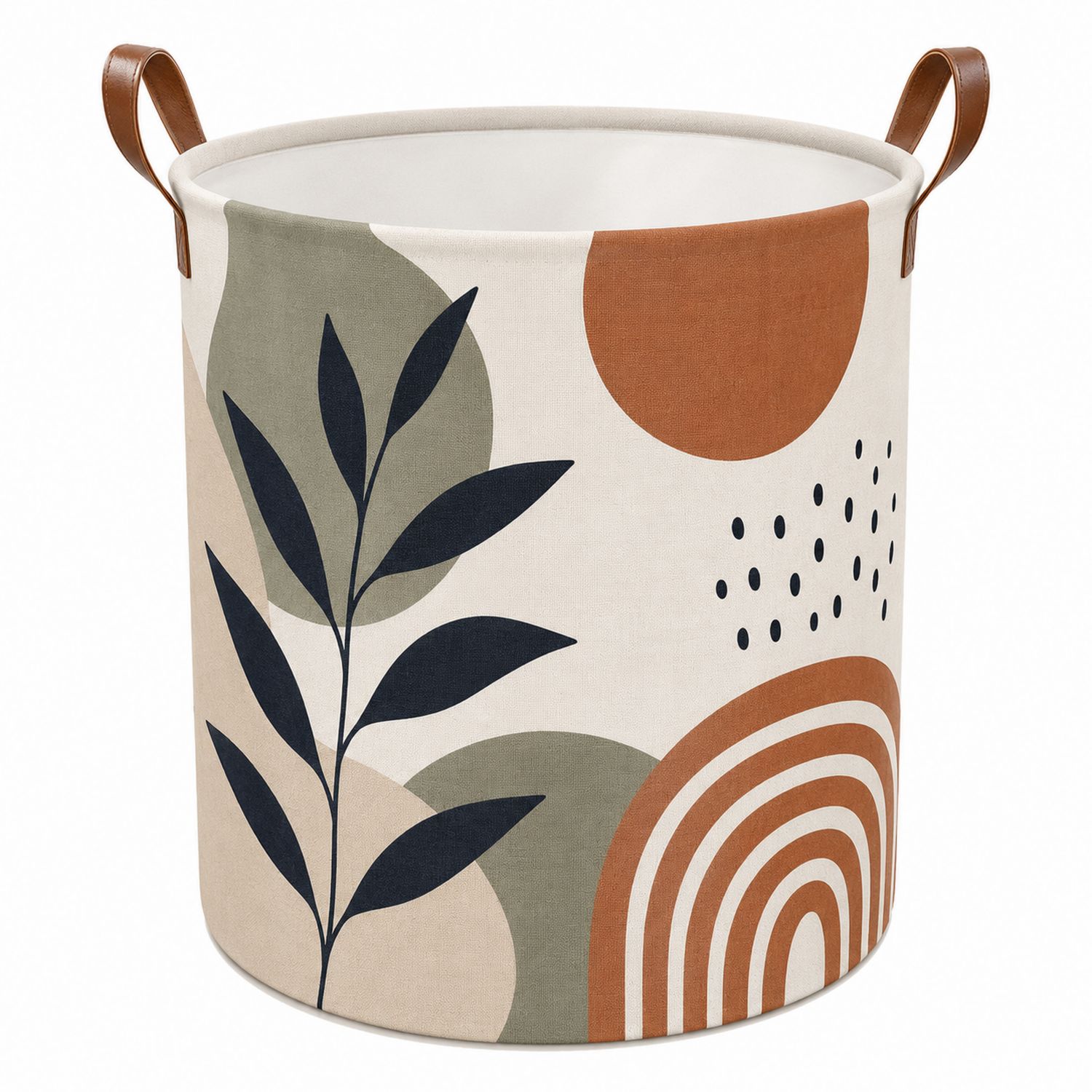 Cesto Portaoggetti Astratto Beige Nero Verde Marrone-lunavioliving