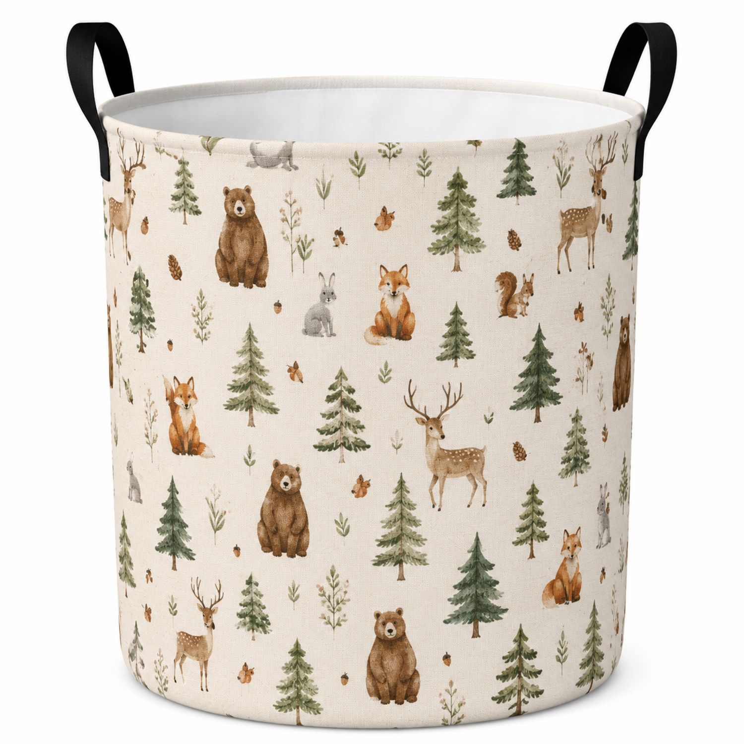 Cesto Portabiancheria con Motivo Animali della Foresta 50L-lunavioliving