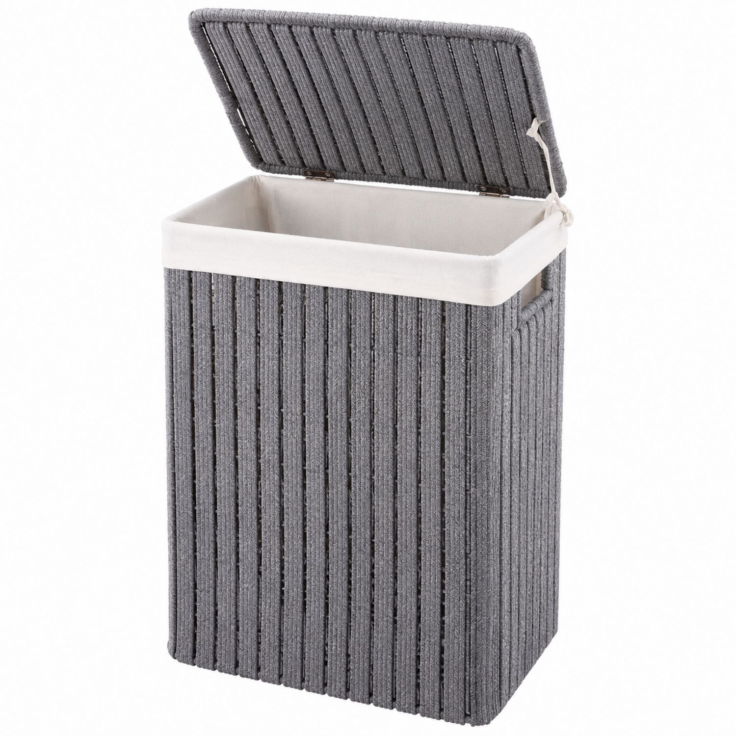 Cesto Portabiancheria Rettangolare con Coperchio Grigio 45L-lunavioliving