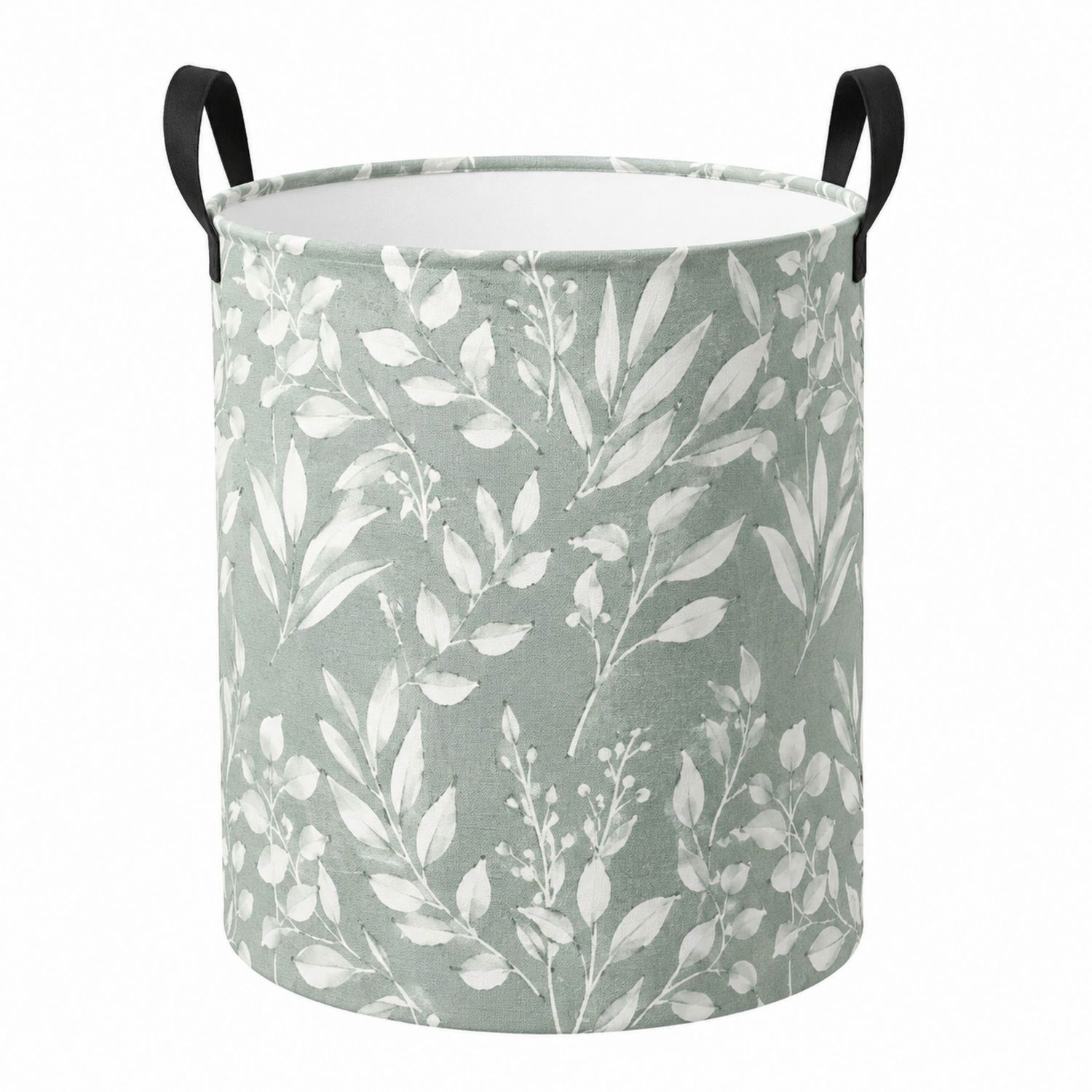 Cesta Portabiancheria Pieghevole con Manici Stampa Floreale Verde/Bianco 40x50cm-lunavioliving