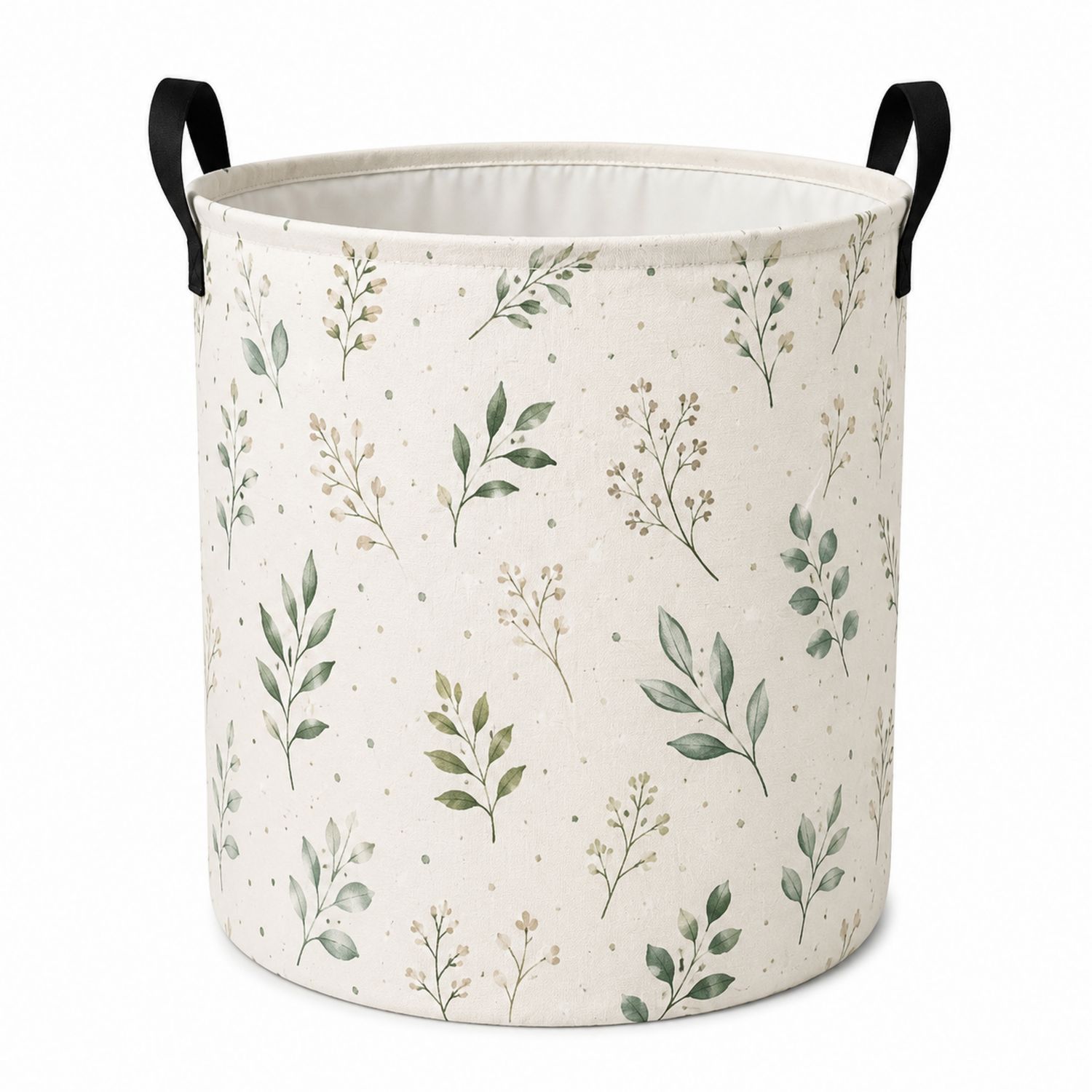 Cesto Portabiancheria Pieghevole Floreale Beige e Verde-lunavioliving