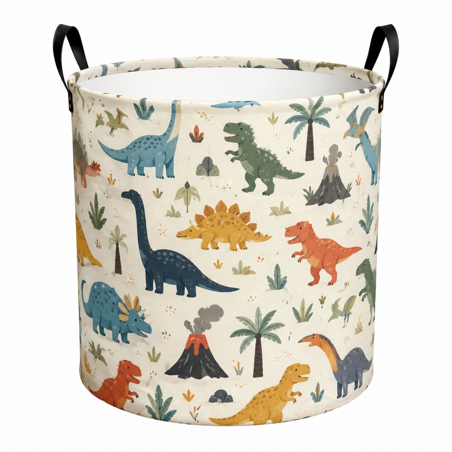 Cesto Portabiancheria con Motivo Dinosauro, 45L, Multicolore-lunavioliving