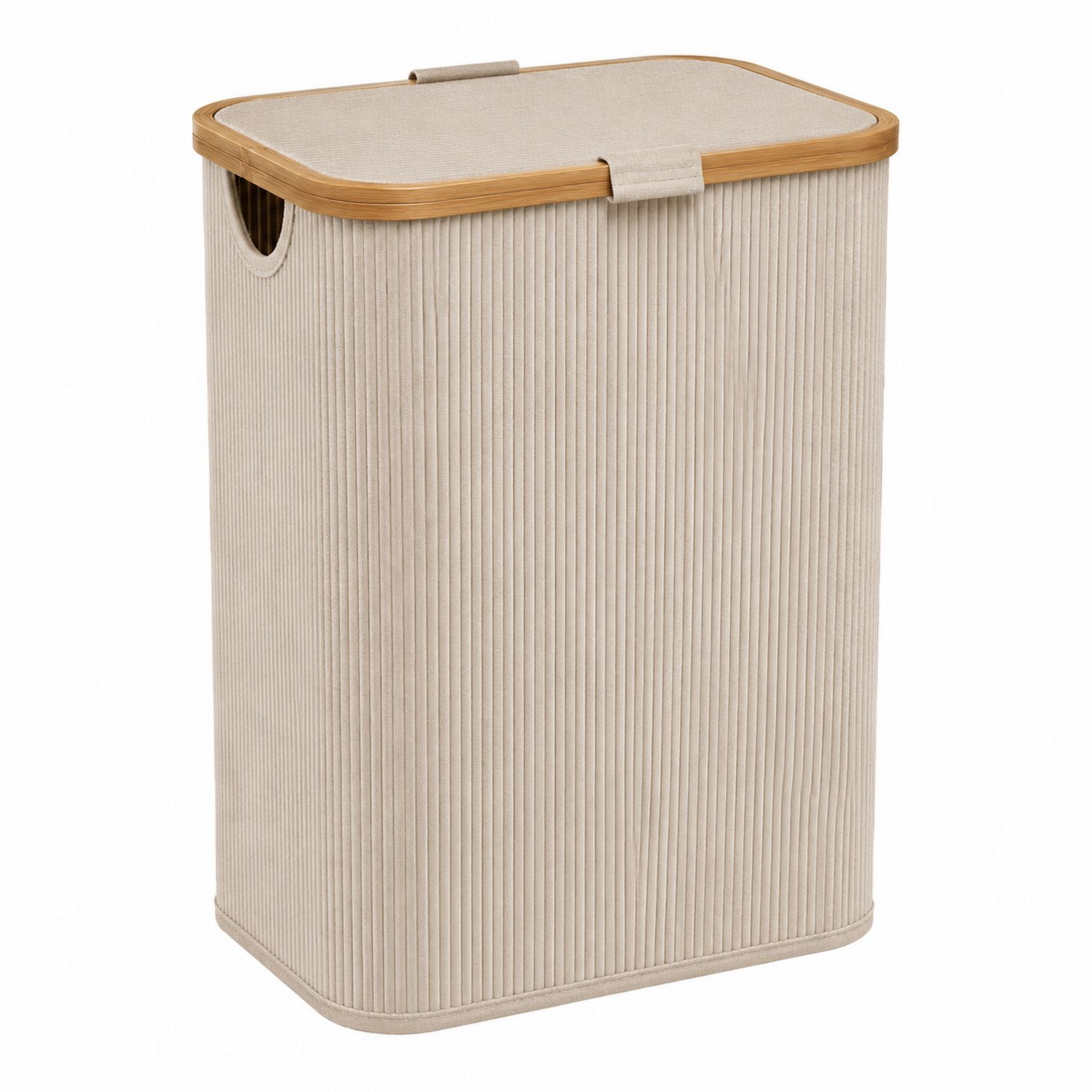 Cesto Portabiancheria Pieghevole Rettangolare Beige 75L-lunavioliving