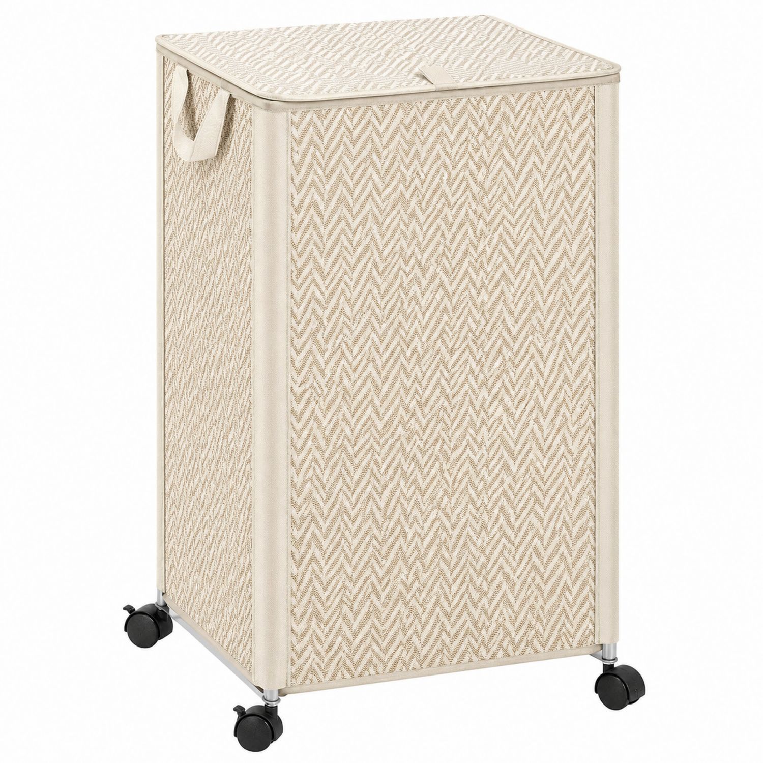 Cesto portabiancheria con ruote beige 90L-lunavioliving