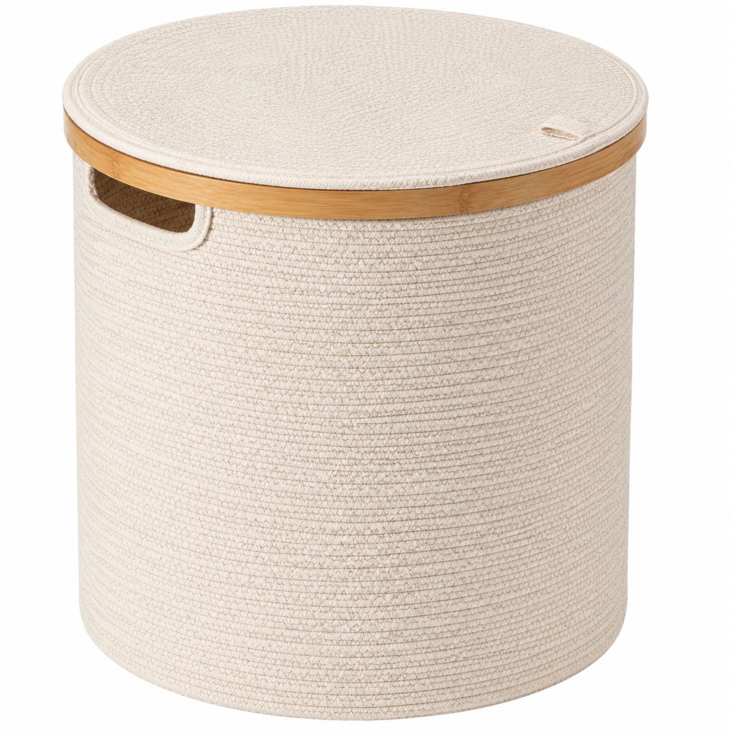 Cesto Portaoggetti in Corda con Coperchio Crema 50L-lunavioliving