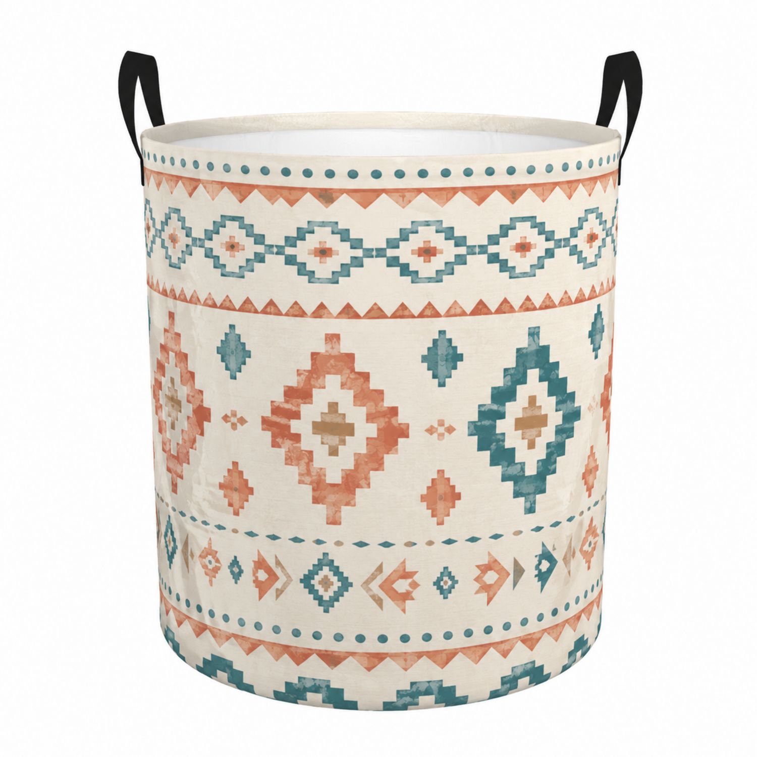 Cesto portabiancheria pieghevole multicolore con motivo geometrico 40L-lunavioliving