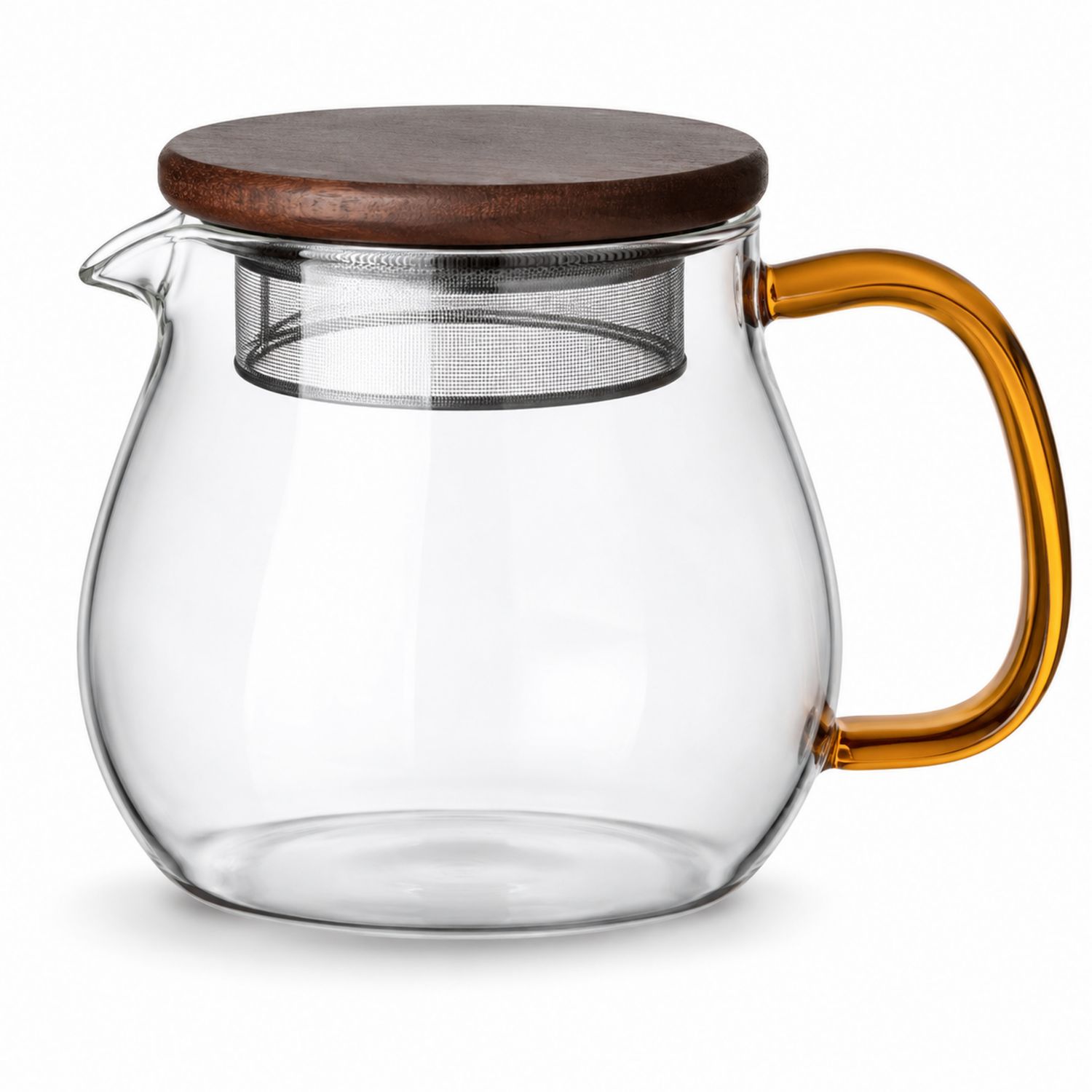 Jarra de Vidrio con Tapa de Madera y Filtro 1500ml Transparente/Ámbar