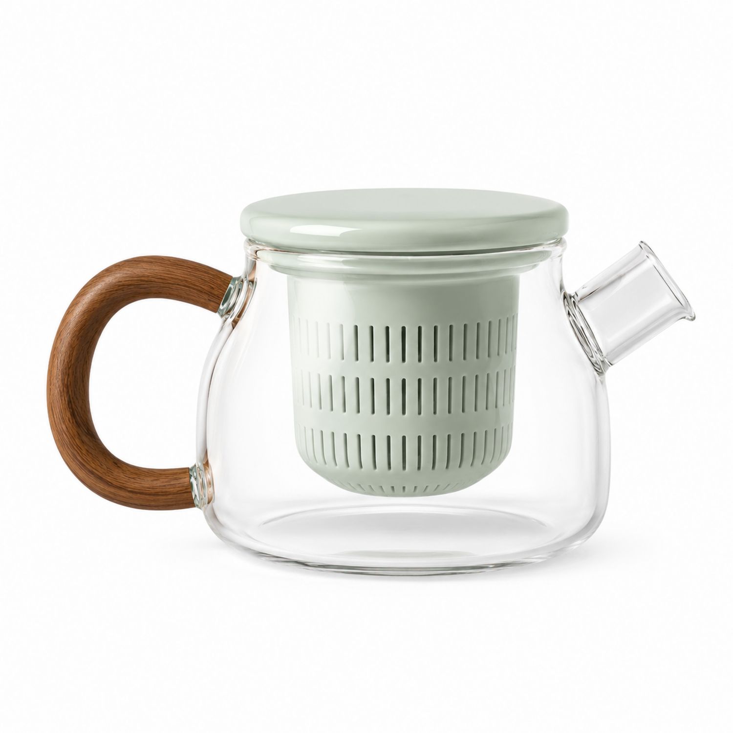 Tetera de Vidrio con Infusor y Tapa Verde 850ml