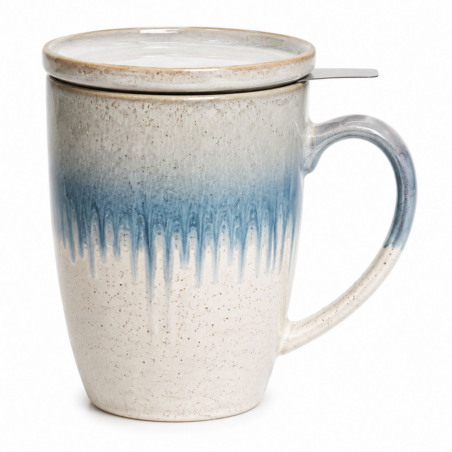 Taza de Cerámica con Filtro y Tapa Esmalte Azul Degradado 350ml