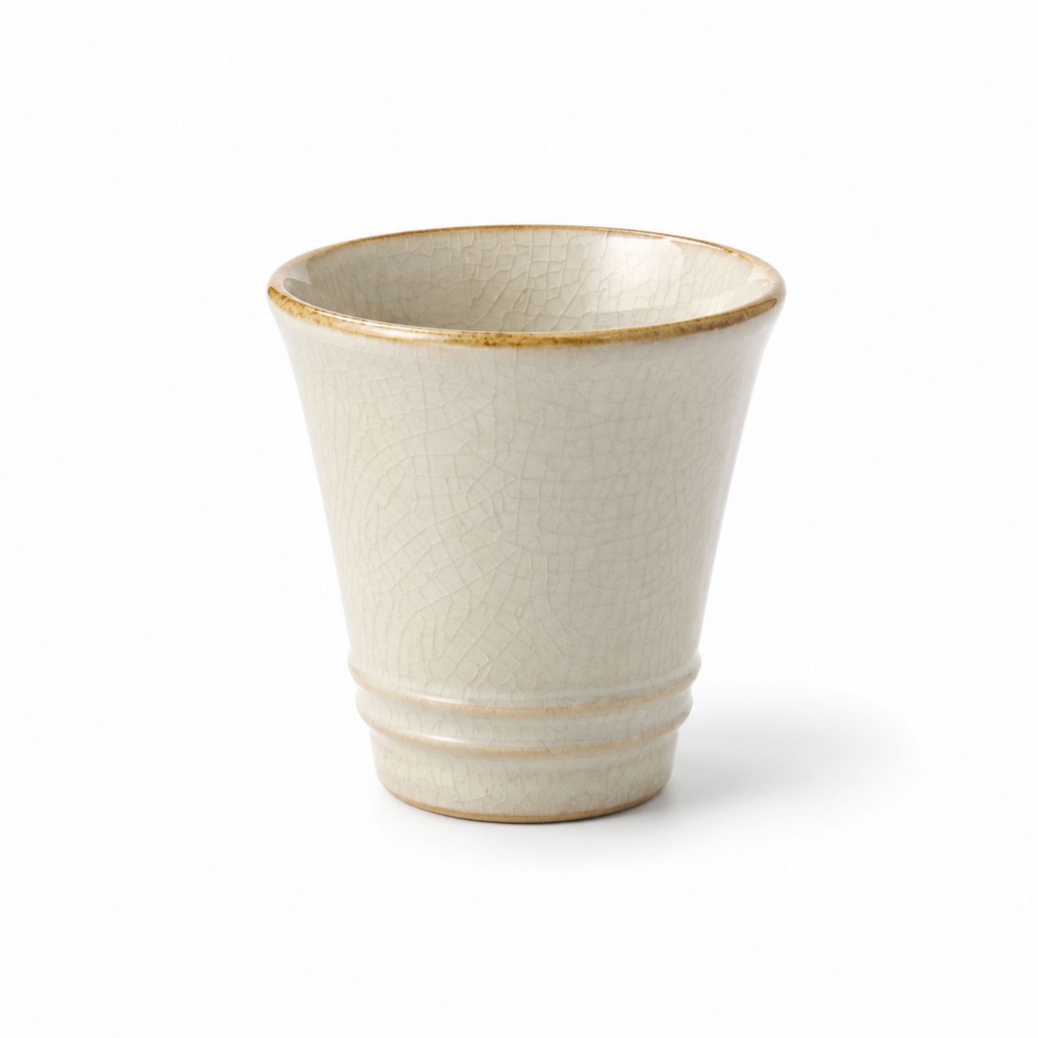 Taza Cónica Beige con Acabado Craquelado