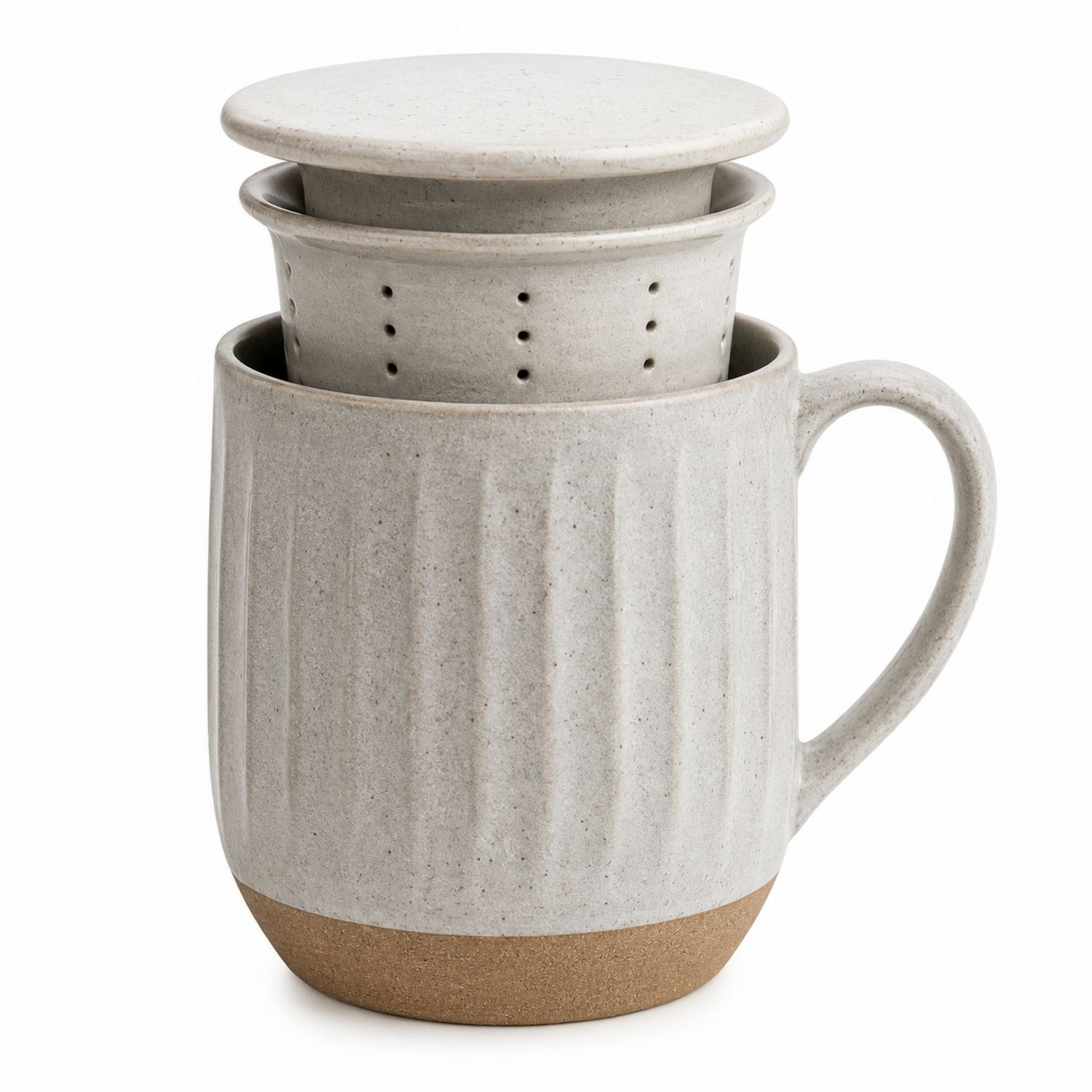 Taza con Infusor Gris Texturizada de 350ml