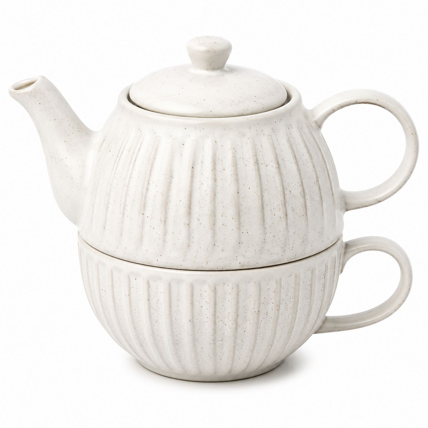 Juego de Tetera con Taza de Porcelana Blanca