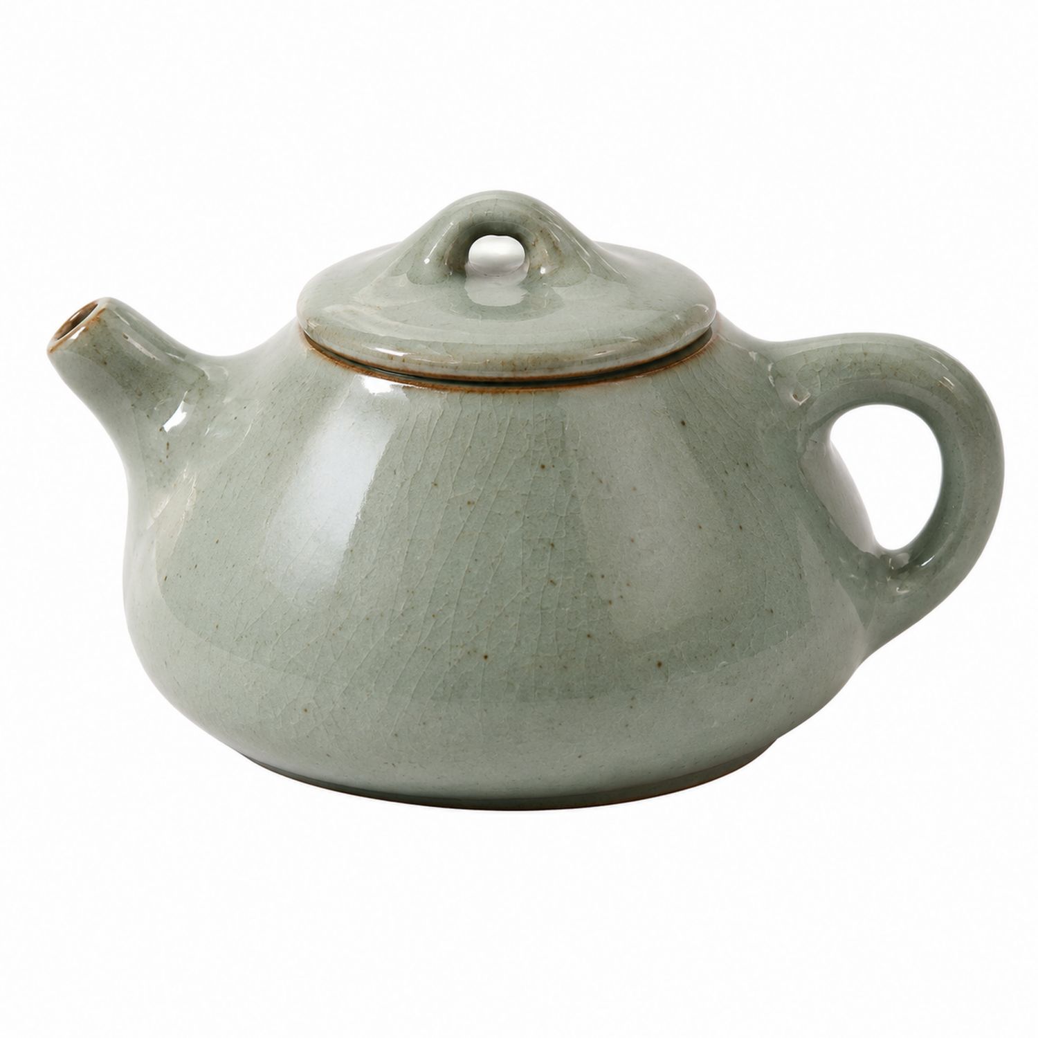 Tetera de Cerámica Vidriada Verde, 500ml, Diseño Ergonómico