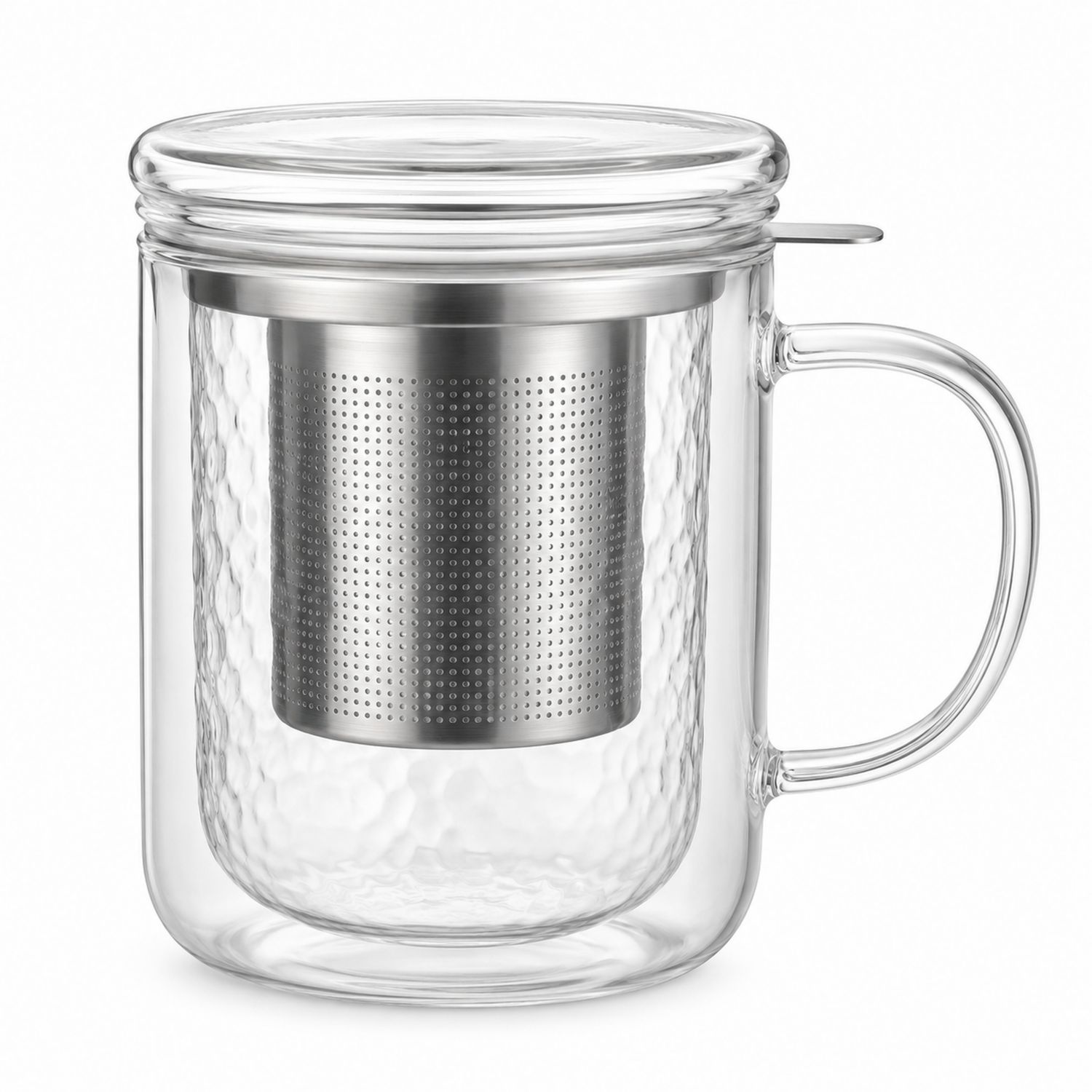 Taza de Vidrio Transparente con Infusor de Acero Inoxidable