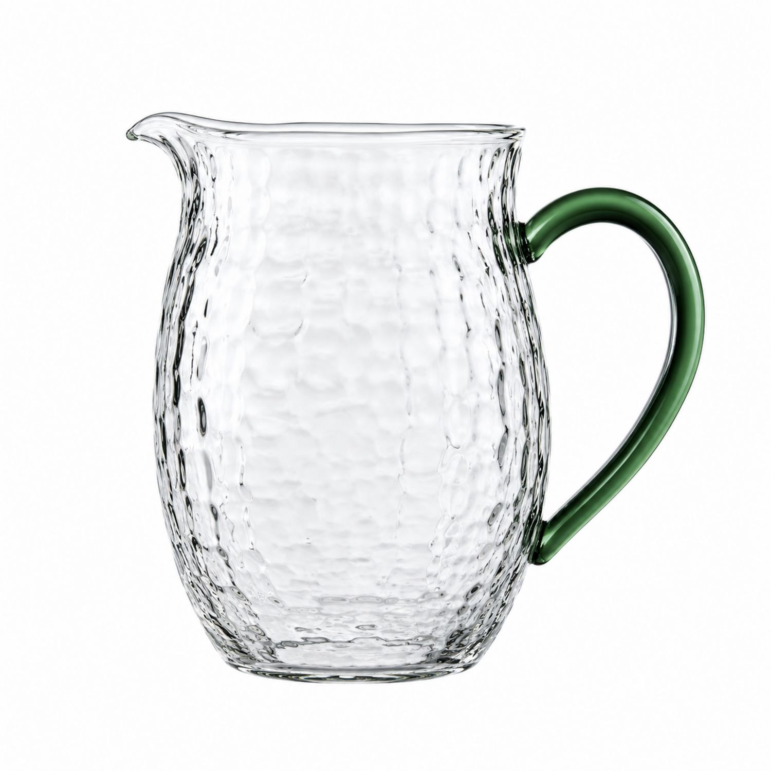 Jarra de Vidrio Transparente Texturizada con Mango Verde
