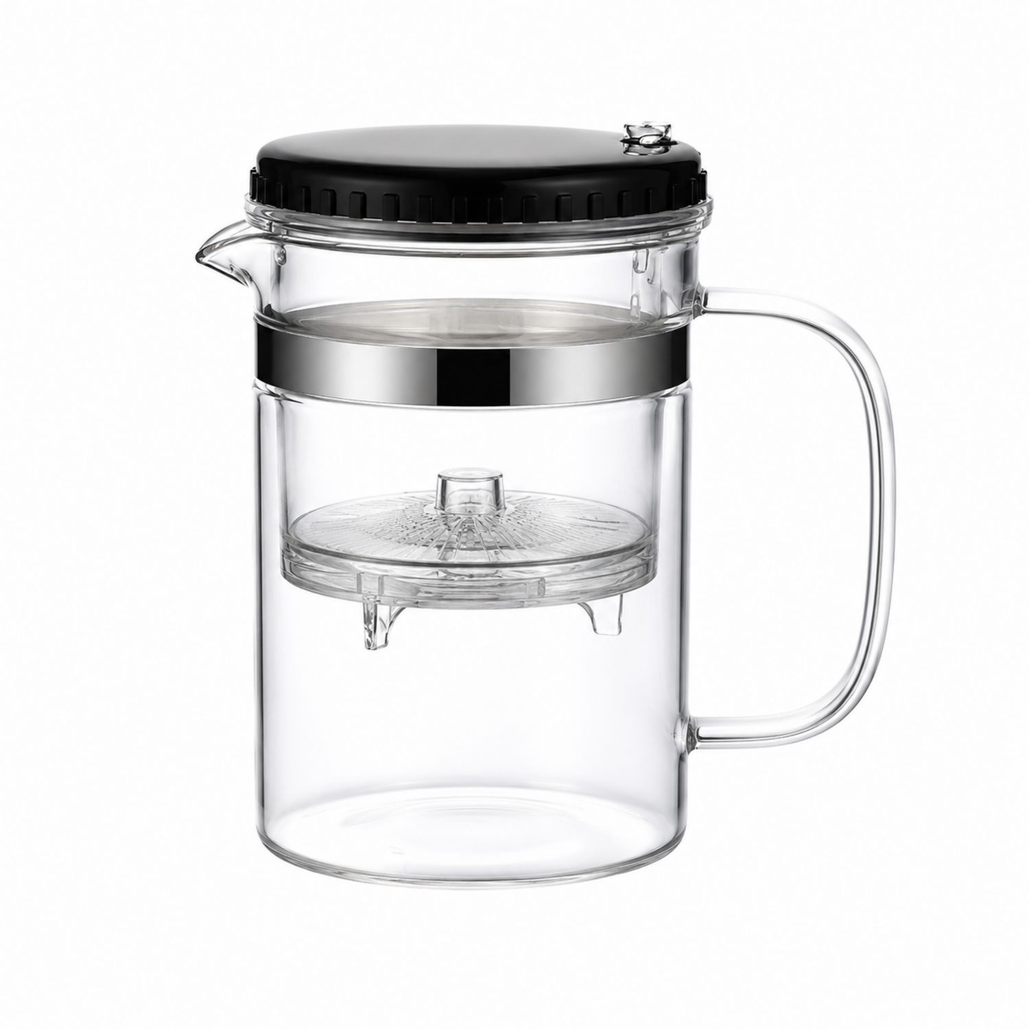 Jarra de Vidrio con Infusor y Tapa Negra 1000ml