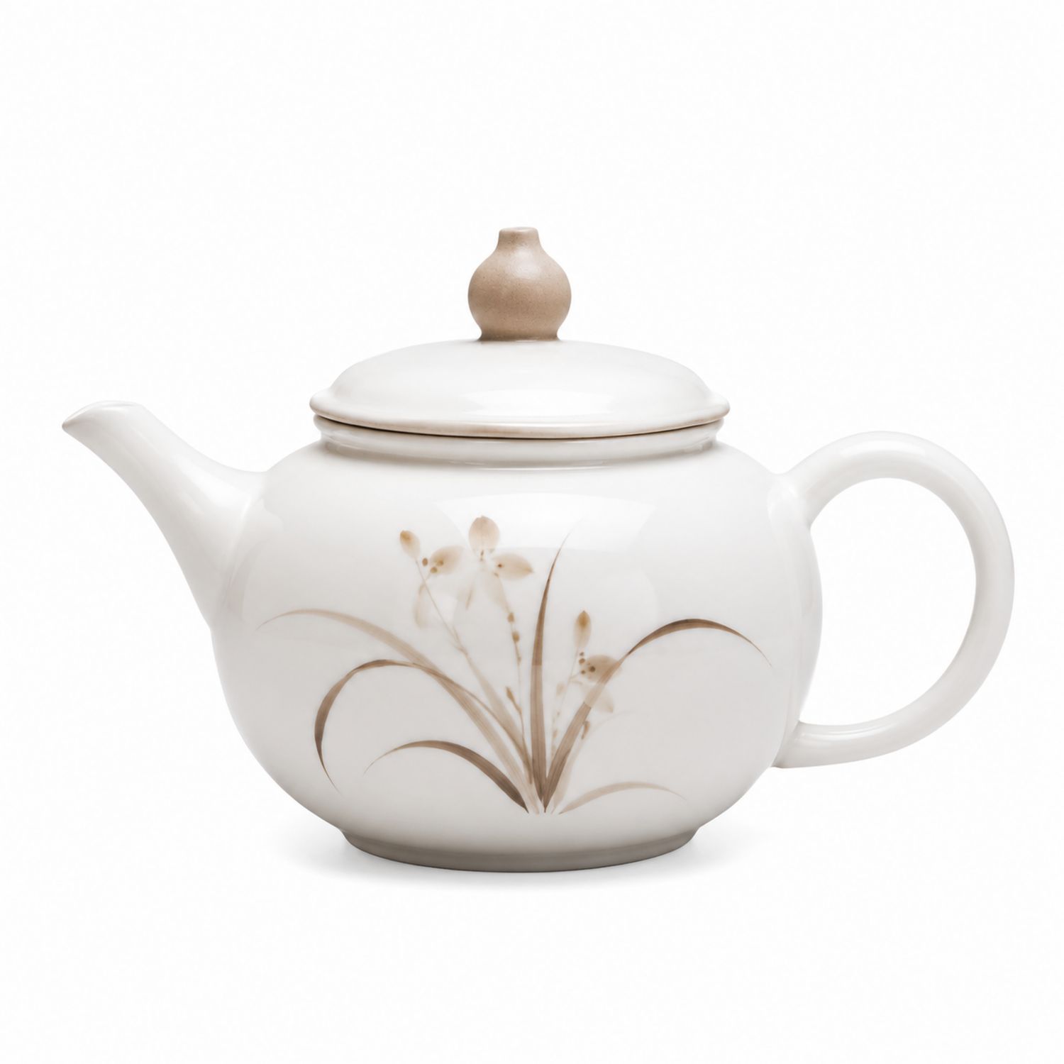 Tetera de Porcelana Blanca con Diseño Floral Pintado a Mano