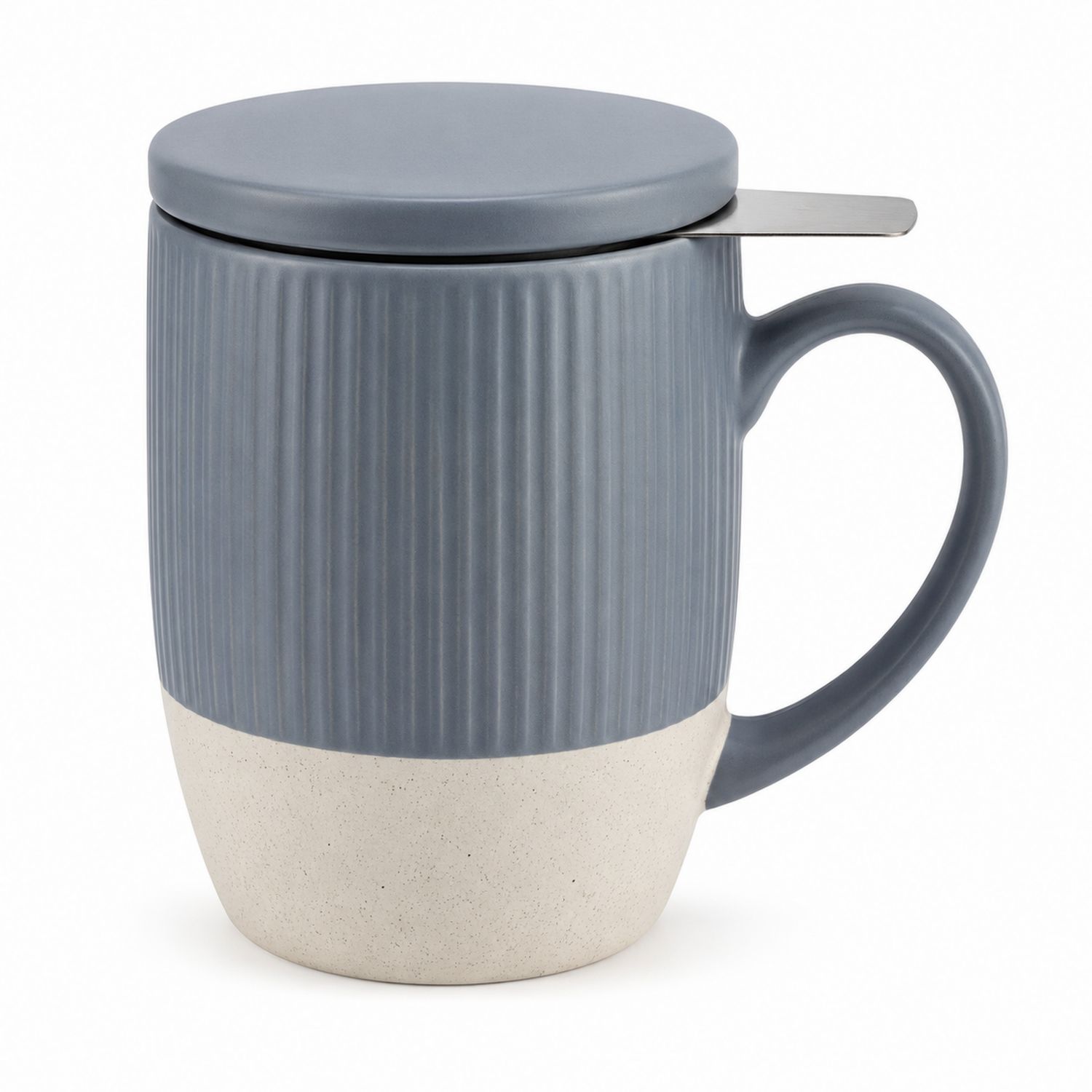 Taza de Cerámica con Infusor Azul y Beige 350ml