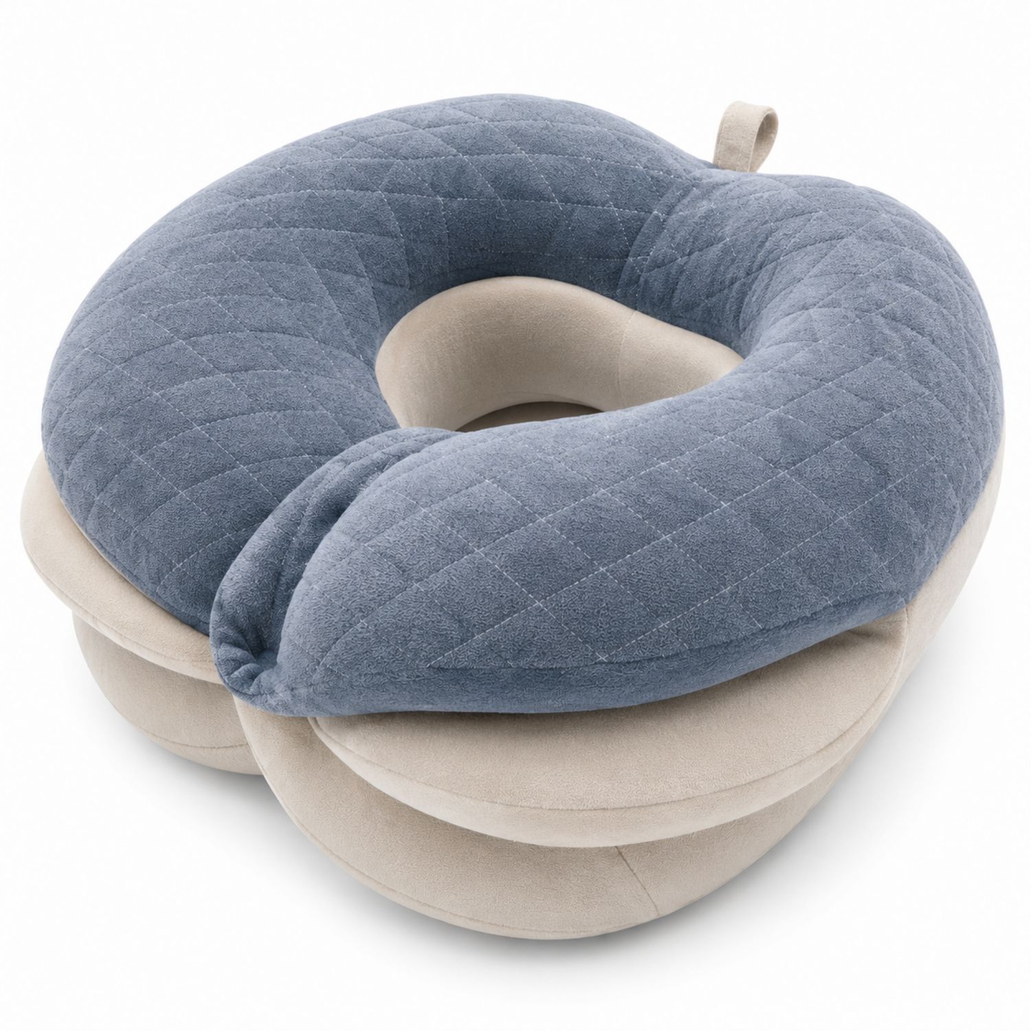 Cuscino da Viaggio Ergonomico Grigio e Beige con Supporto per Il Collo