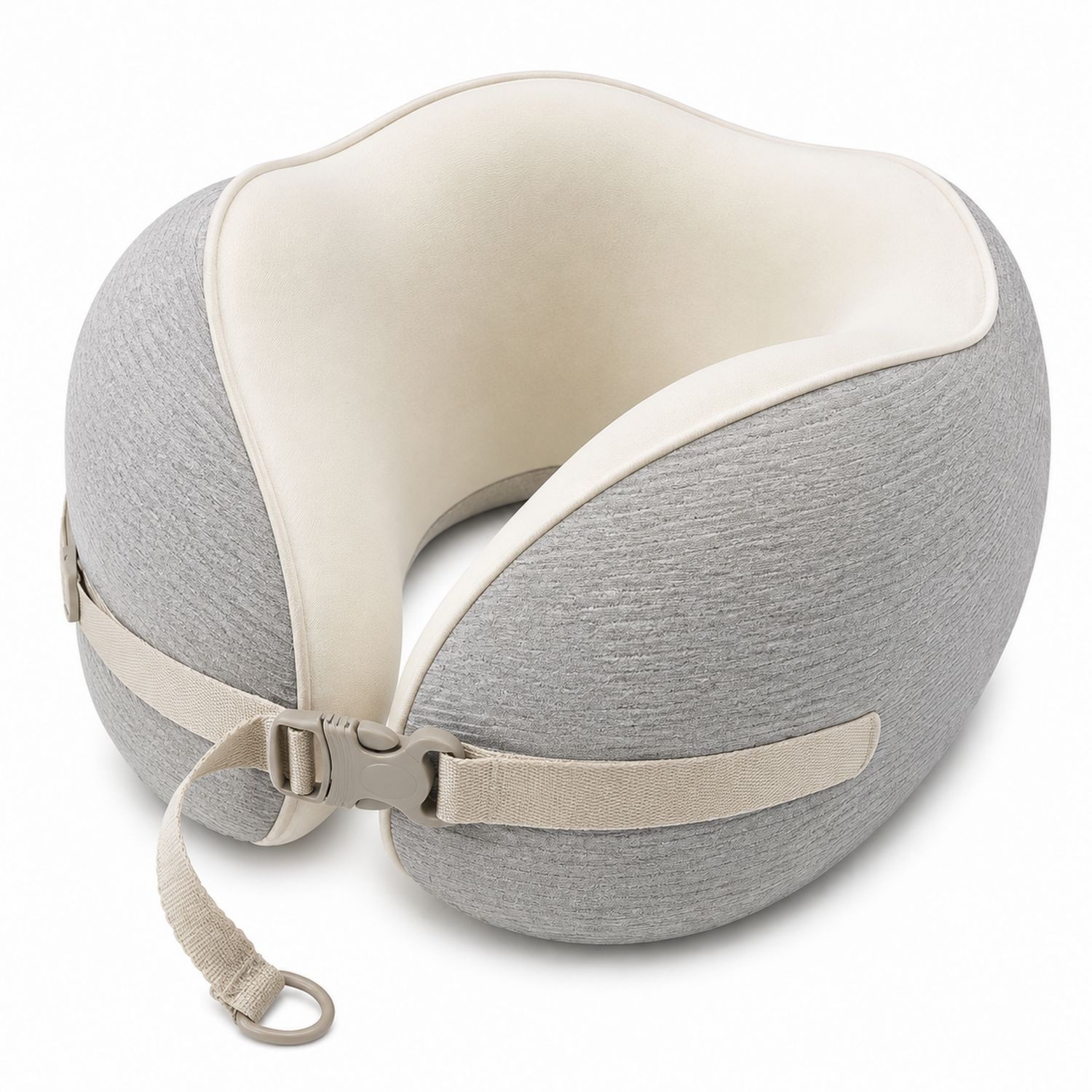 Cuscino da viaggio ergonomico grigio e crema
